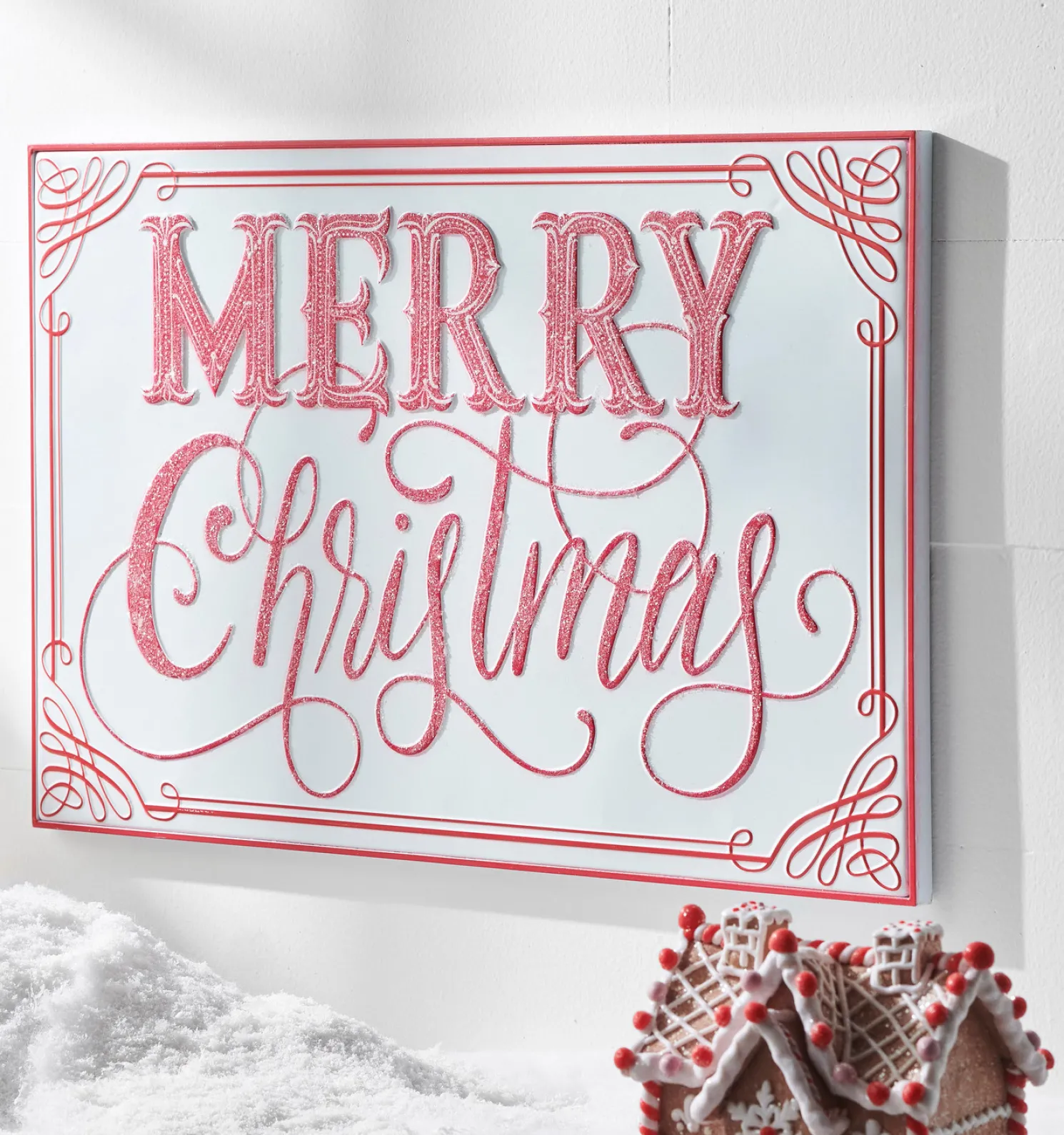 Raz 28" Glittered Red and White Merry Christmas Metal Wall Sign 4457262