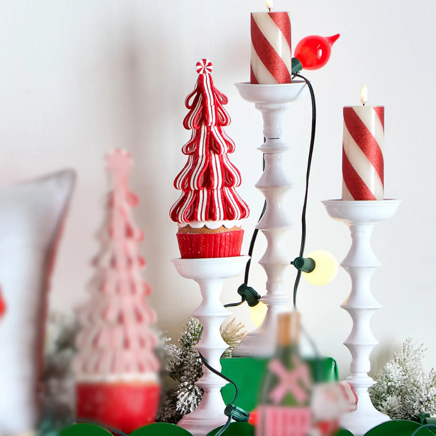 Raz 14" Glossy White Candle Holders Christmas Decoration 4559105