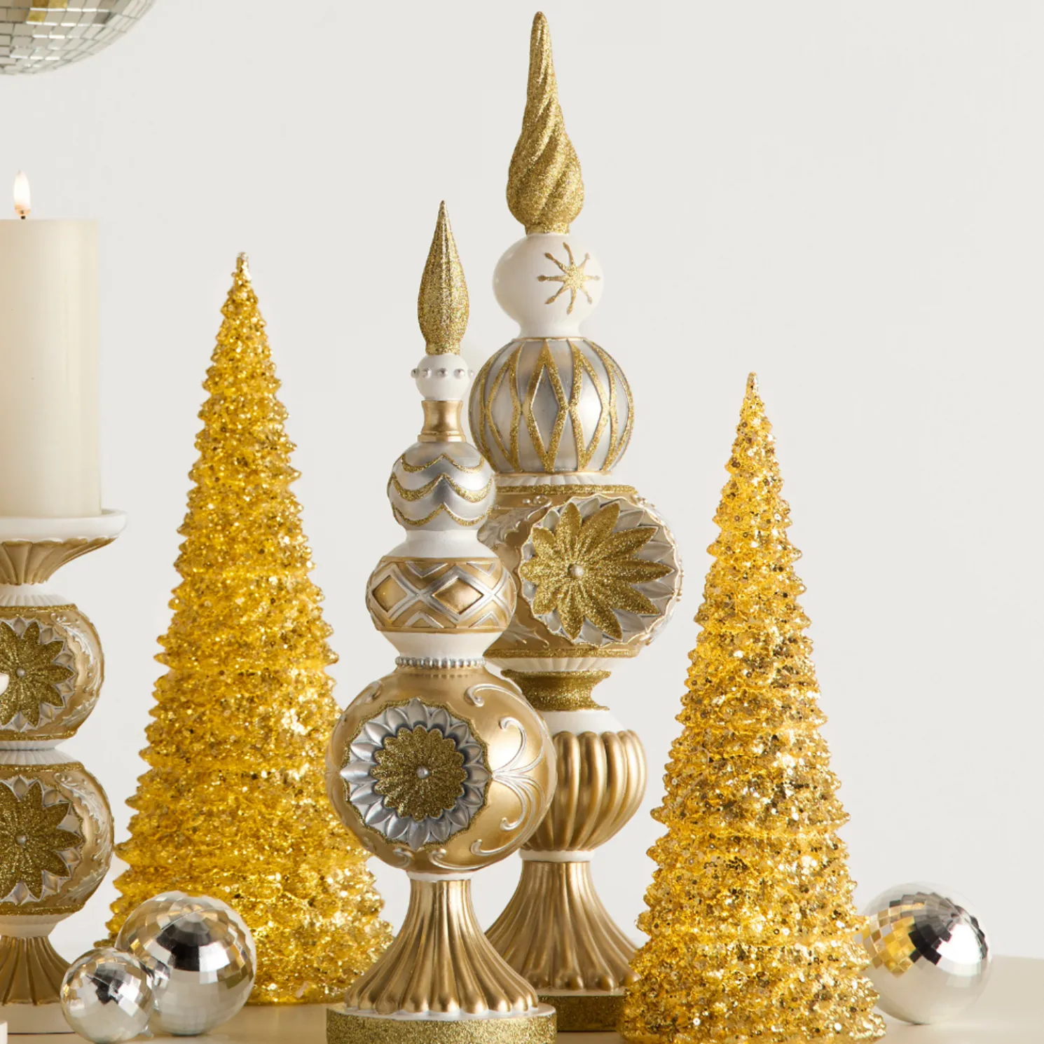 Raz 20" Gold and Silver Vintage Finials Christmas Decoration 4530530