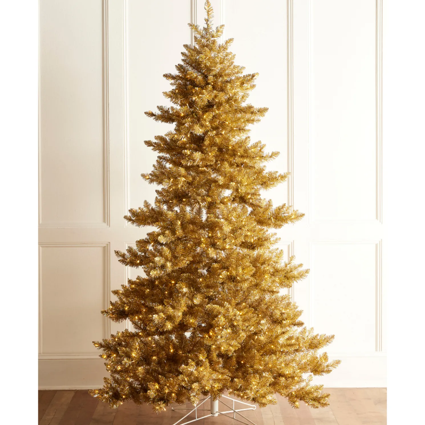 Raz 7.5' Gold and Silver Tinsel LED Lighted Christmas Tree T4509647