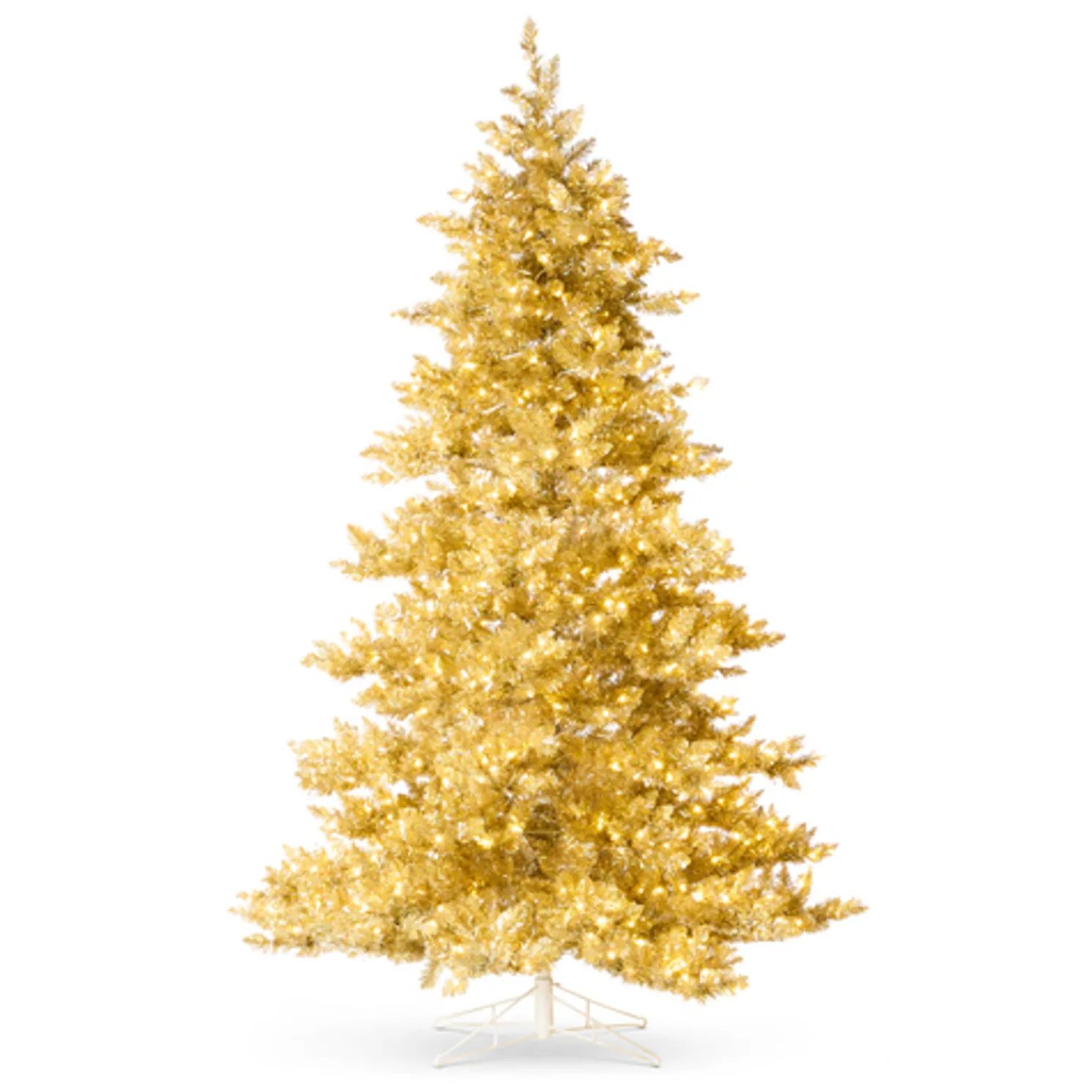 Raz 7.5' Gold and Silver Tinsel LED Lighted Christmas Tree T4509647
