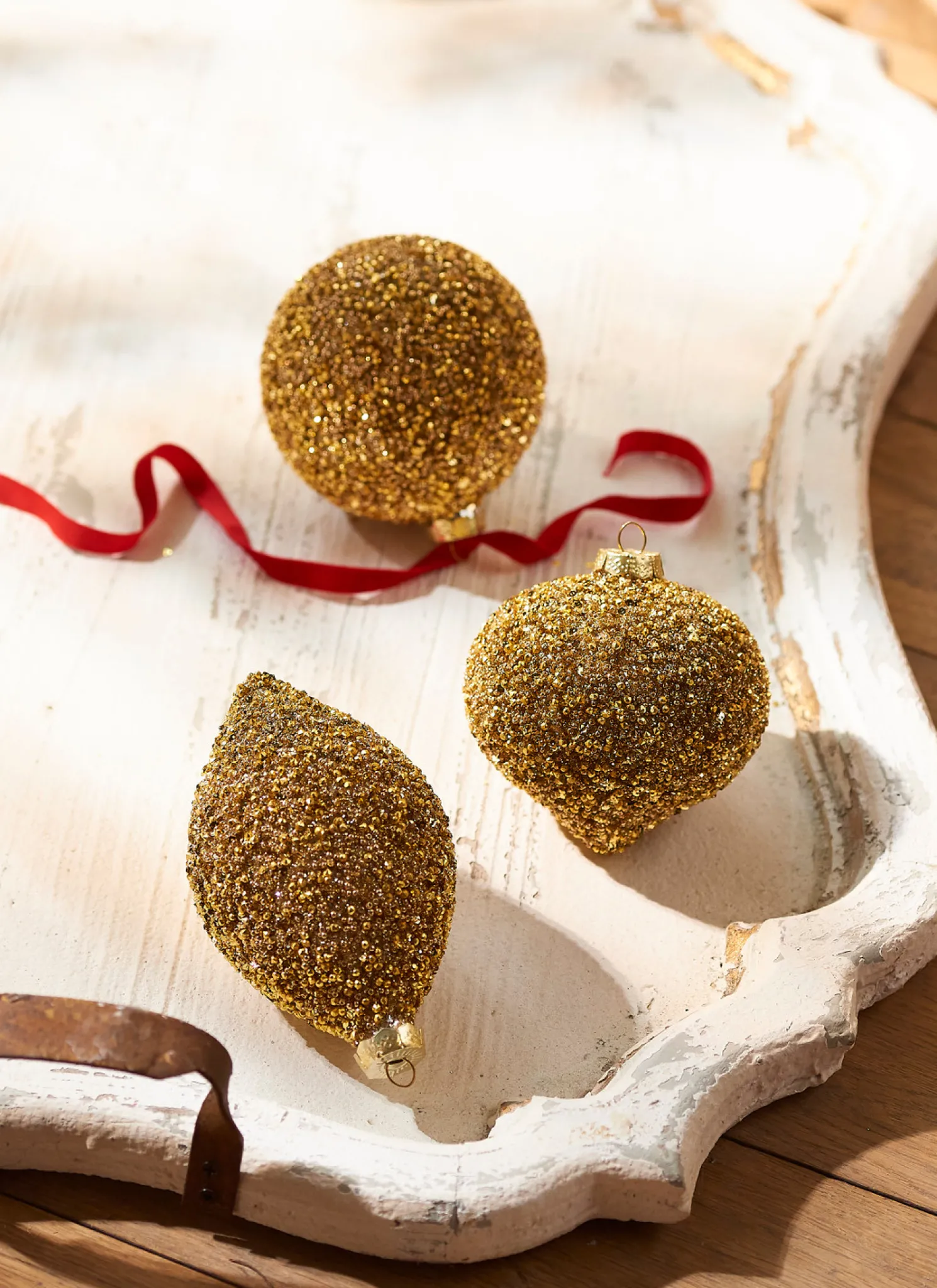 Raz 4" Gold Beaded Glass Christmas Ornament 4322807