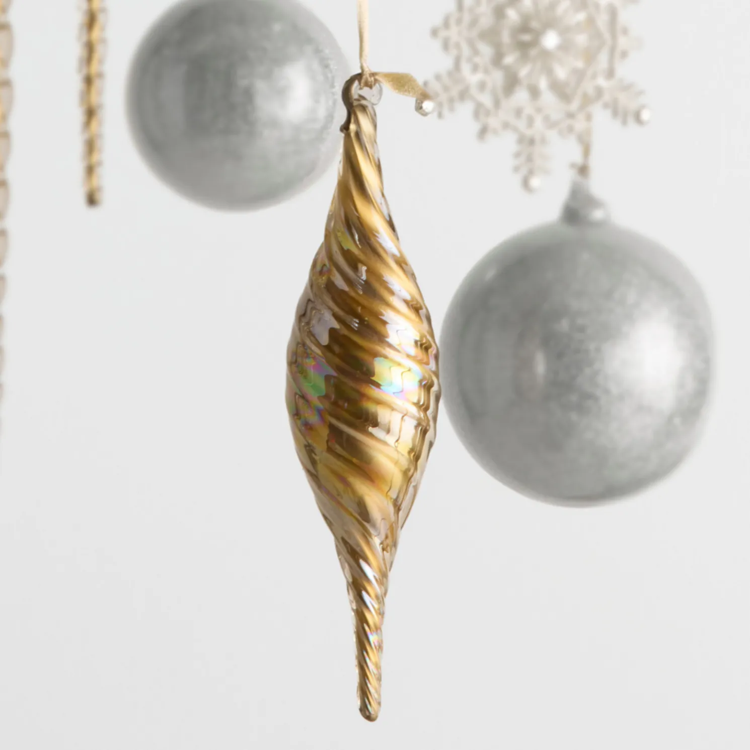 Raz 9.75" Gold Finial Glass Christmas Ornament 4524635