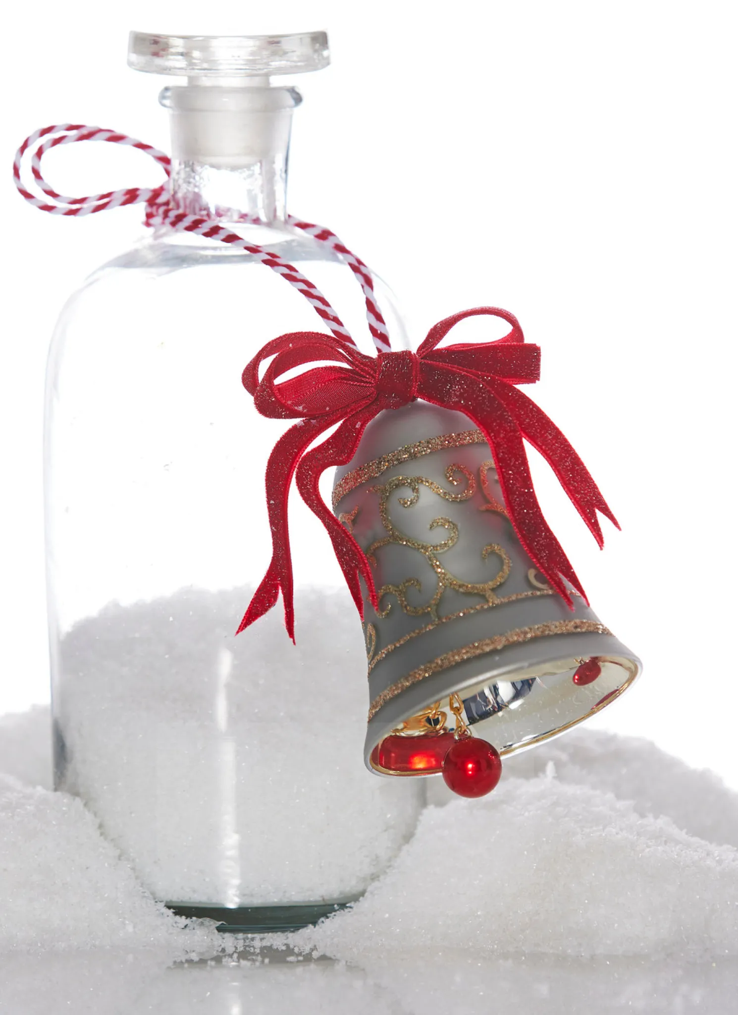 Raz 4" Gold Glitter Silver Bell Glass Christmas Ornament 4320918