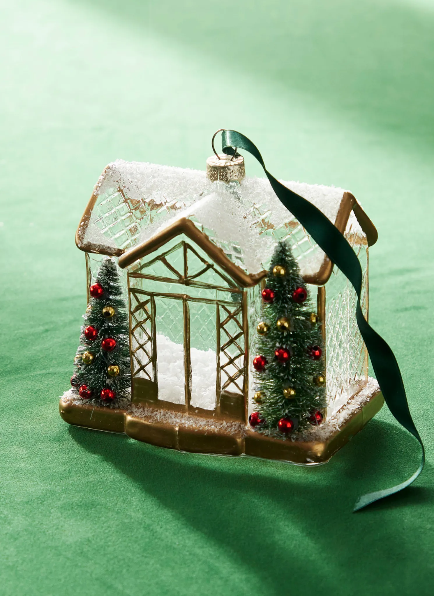 Raz 4.5" Gold House Glass Christmas Ornament 4324585
