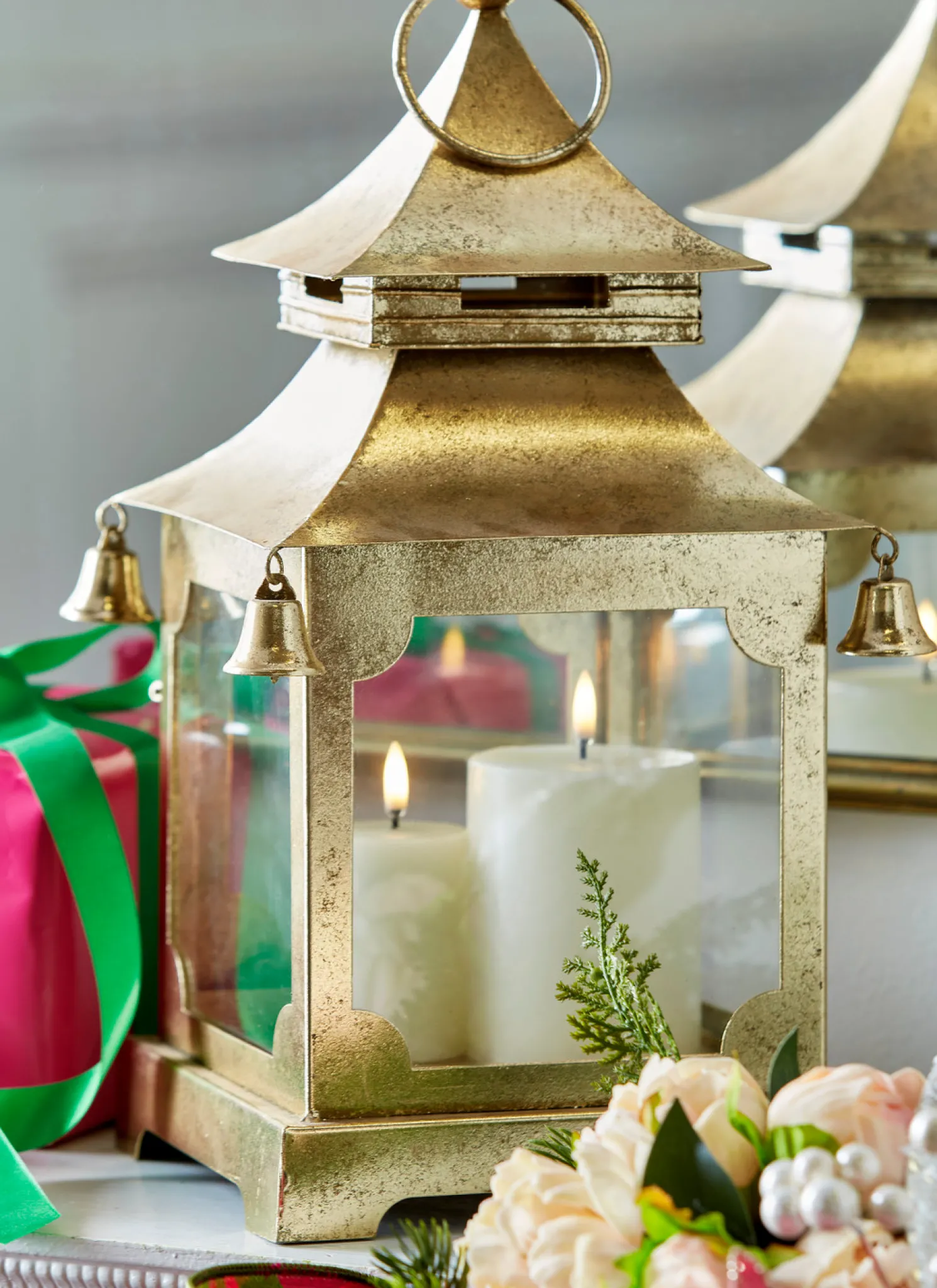 Raz 16" Gold Metal Pagoda Christmas Lantern 4317012