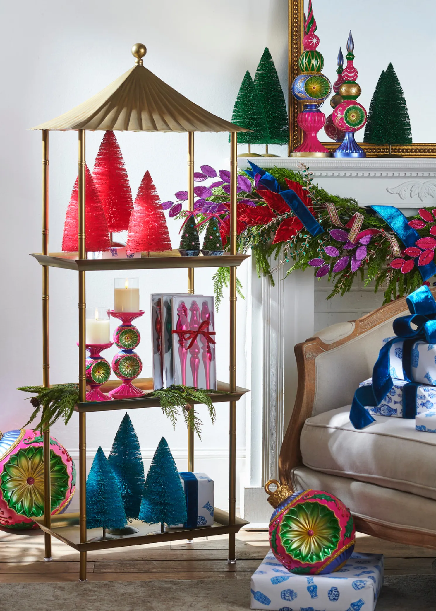 Raz 59" Gold Pagoda Shelf Christmas Decoration 4528103