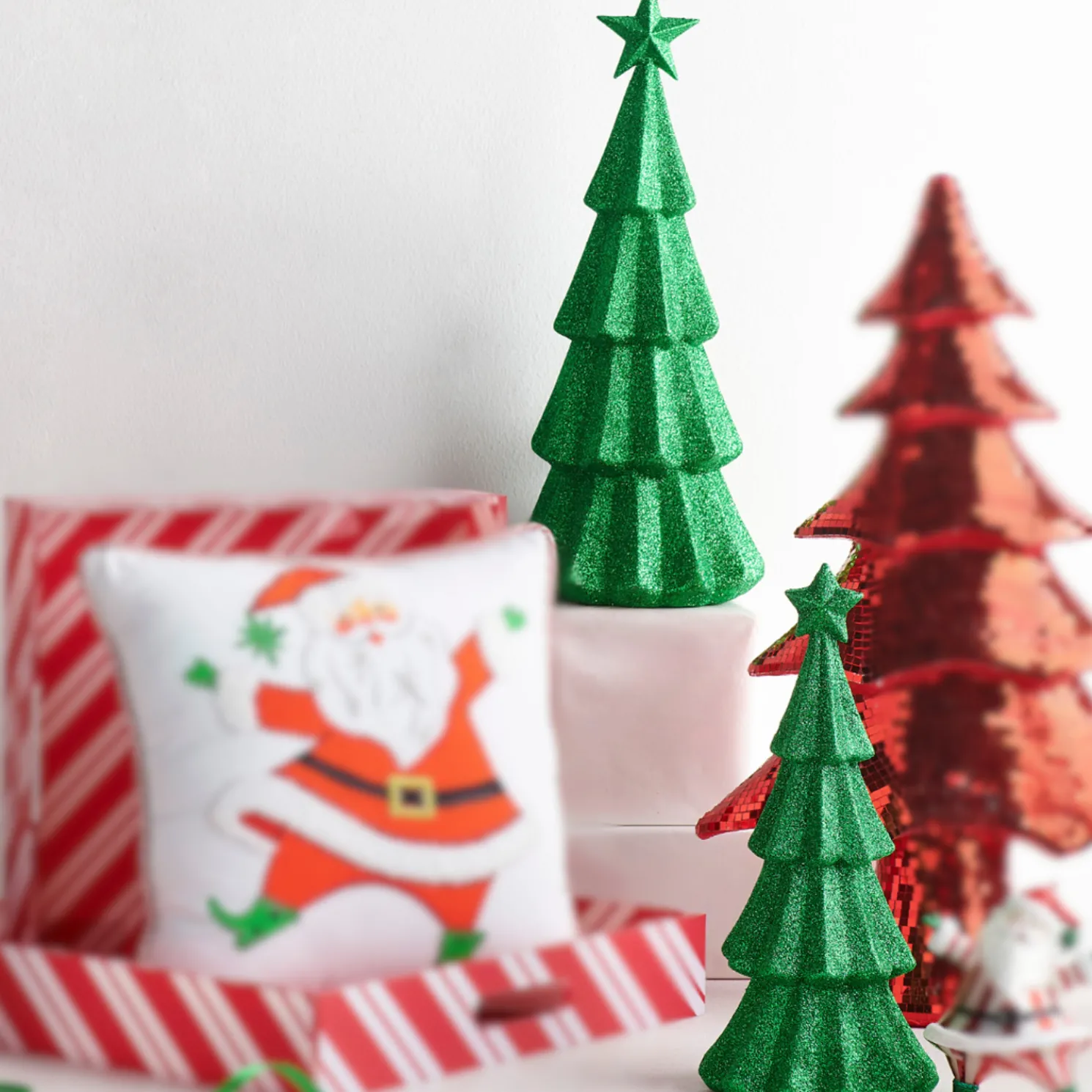 Raz 15.5" Green Glitter Christmas Tree Figures 4540857