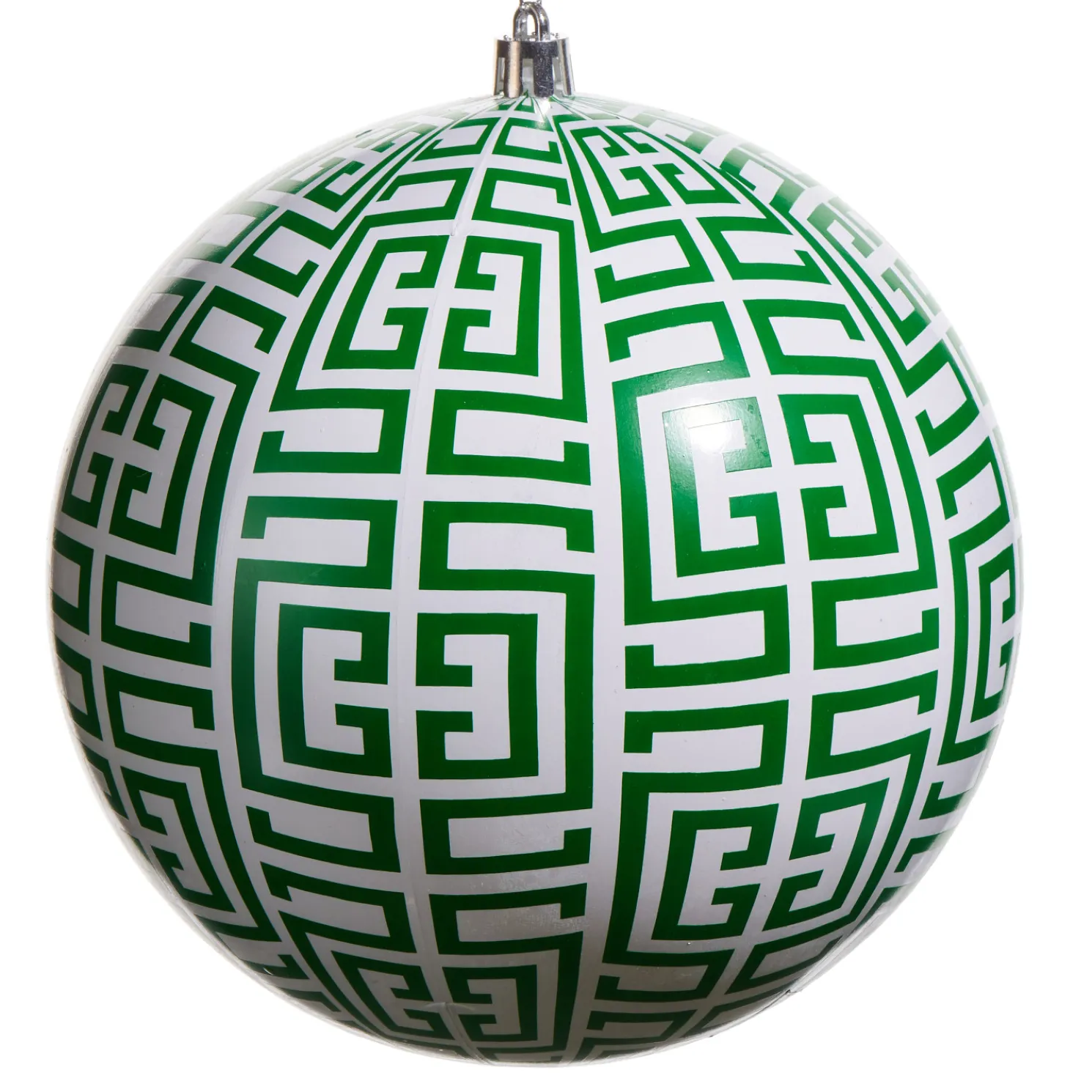 Raz 6" Green Greek Key Large Ball Christmas Ornament 4532880