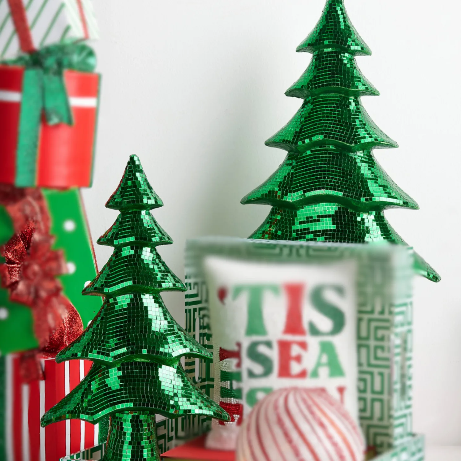 Raz 20" Green Layered Disco Ball Christmas Tree Figures 4554048