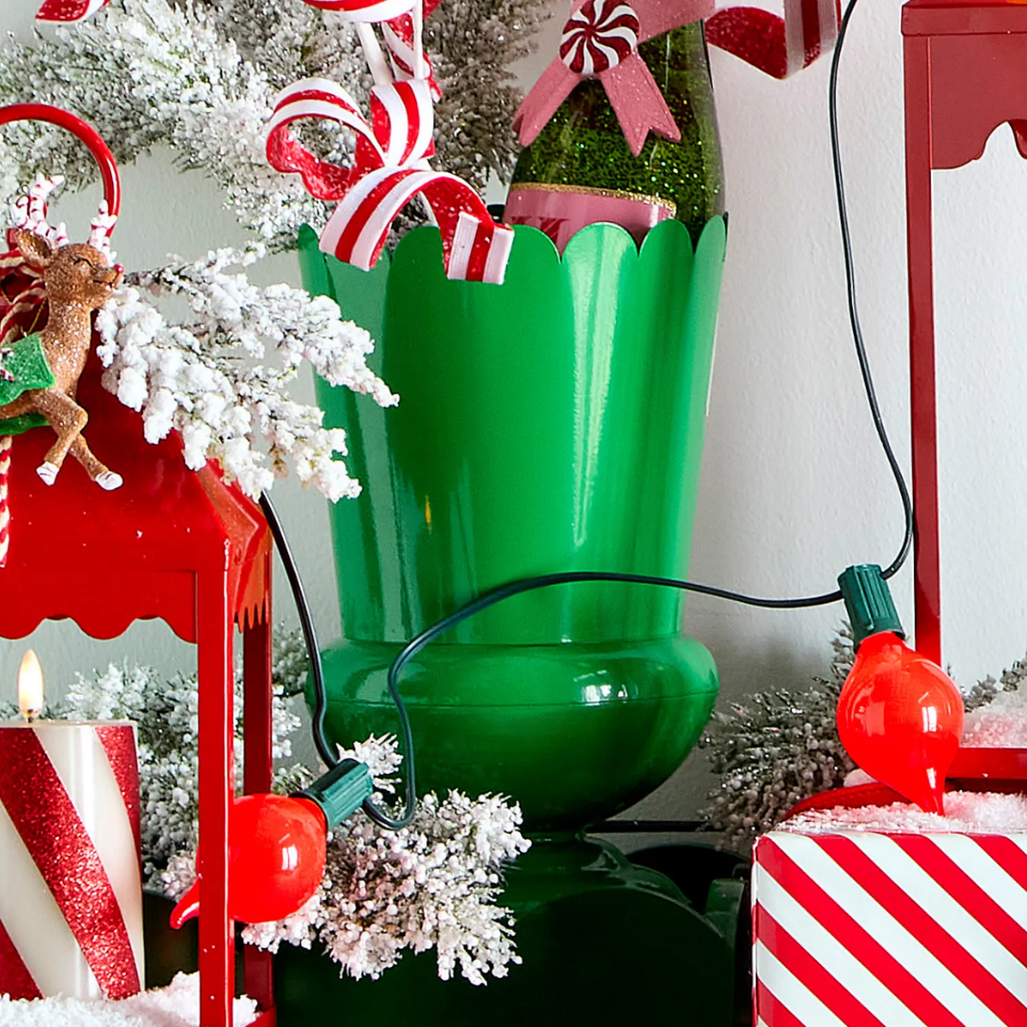 Raz 10" Green Scalloped Urn Christmas Decoration 4559180