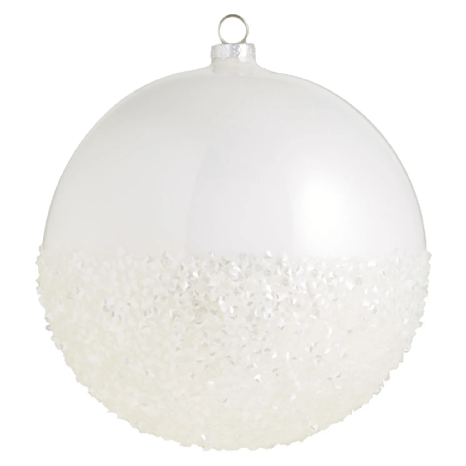 Raz 6" Half Glittered Ball Glass Christmas Ornament 4324502