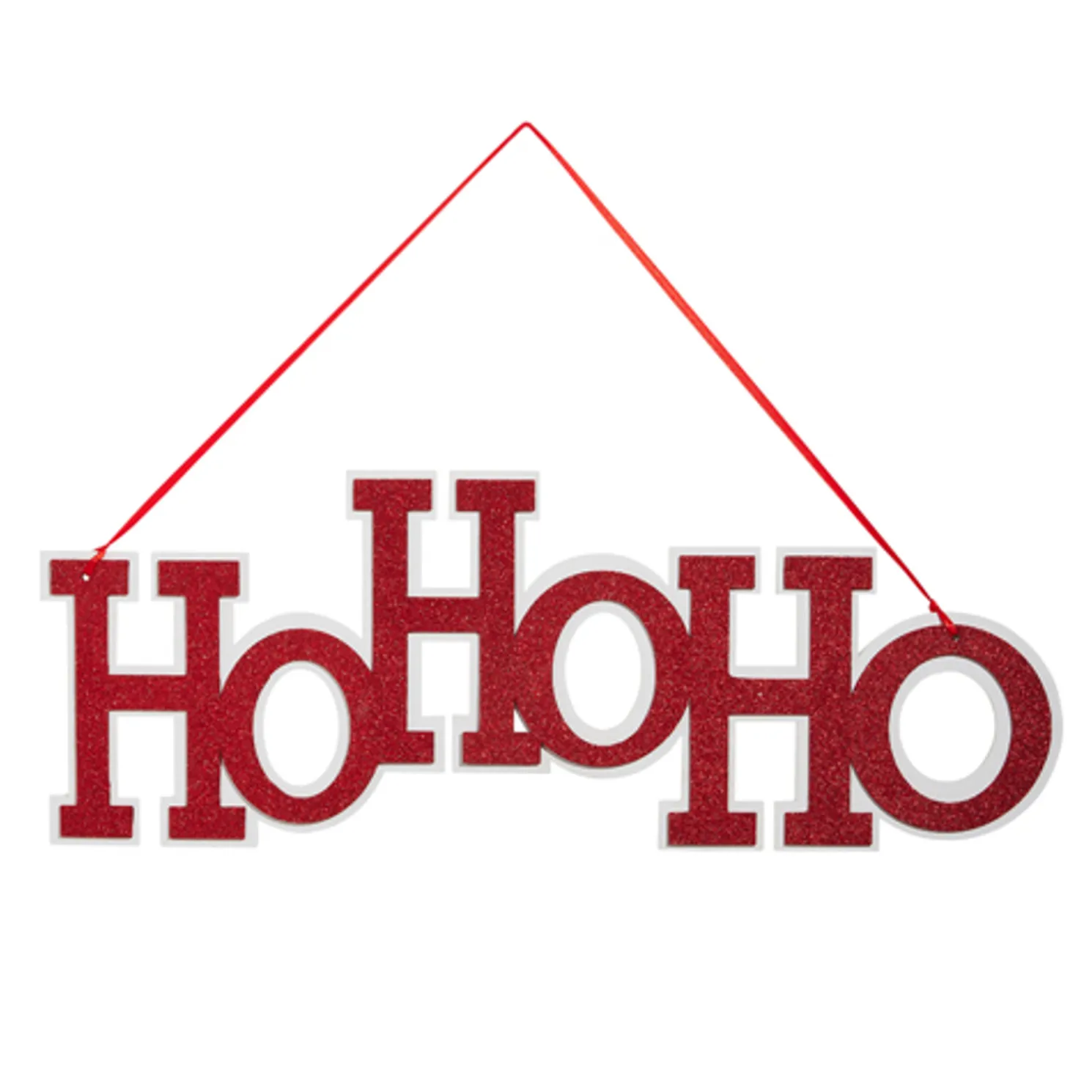 Raz 24" Ho Ho Ho Red Glittered Hanging Christmas Sign 4419136