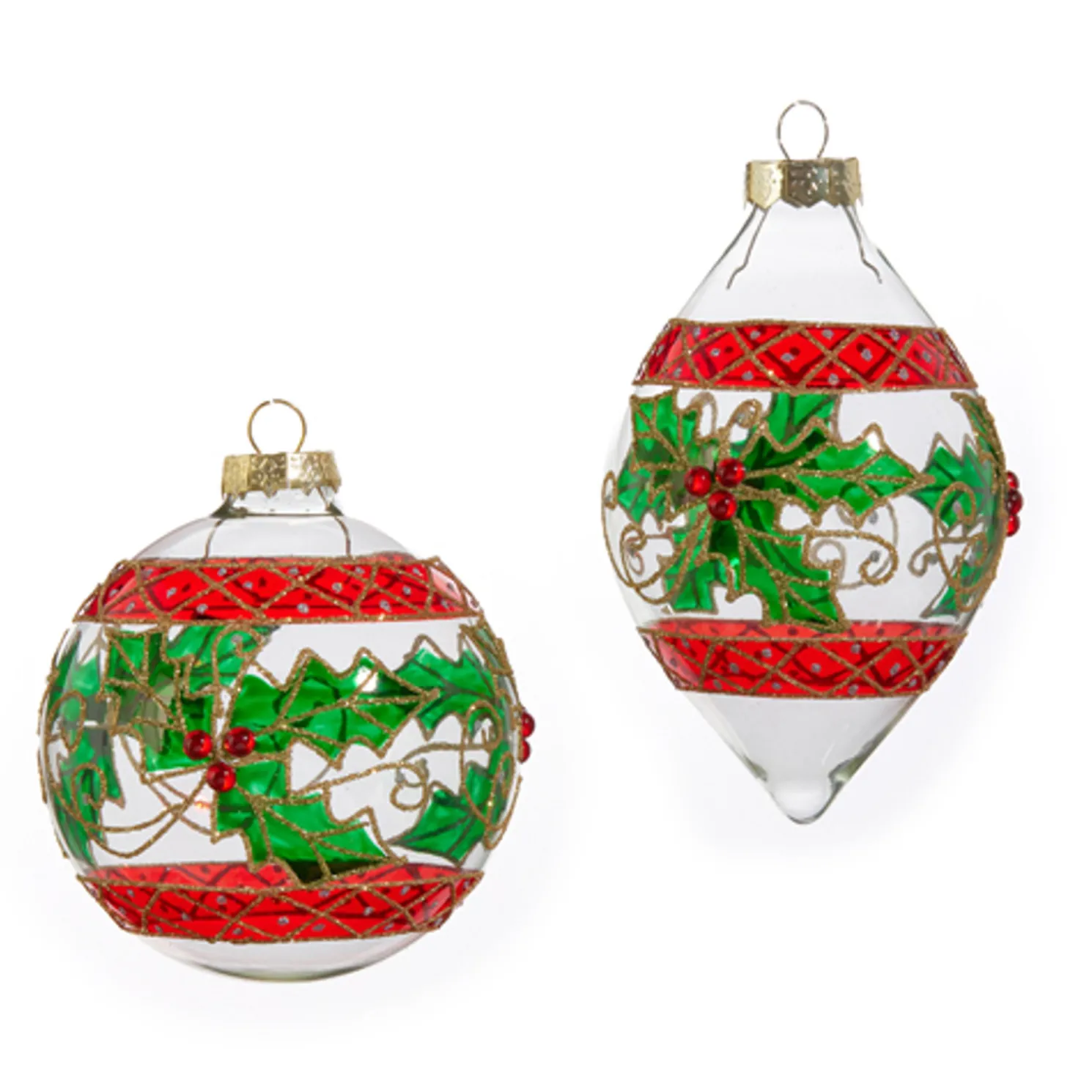 Raz 4" Holly Clear Glass Christmas Ornament 4412518