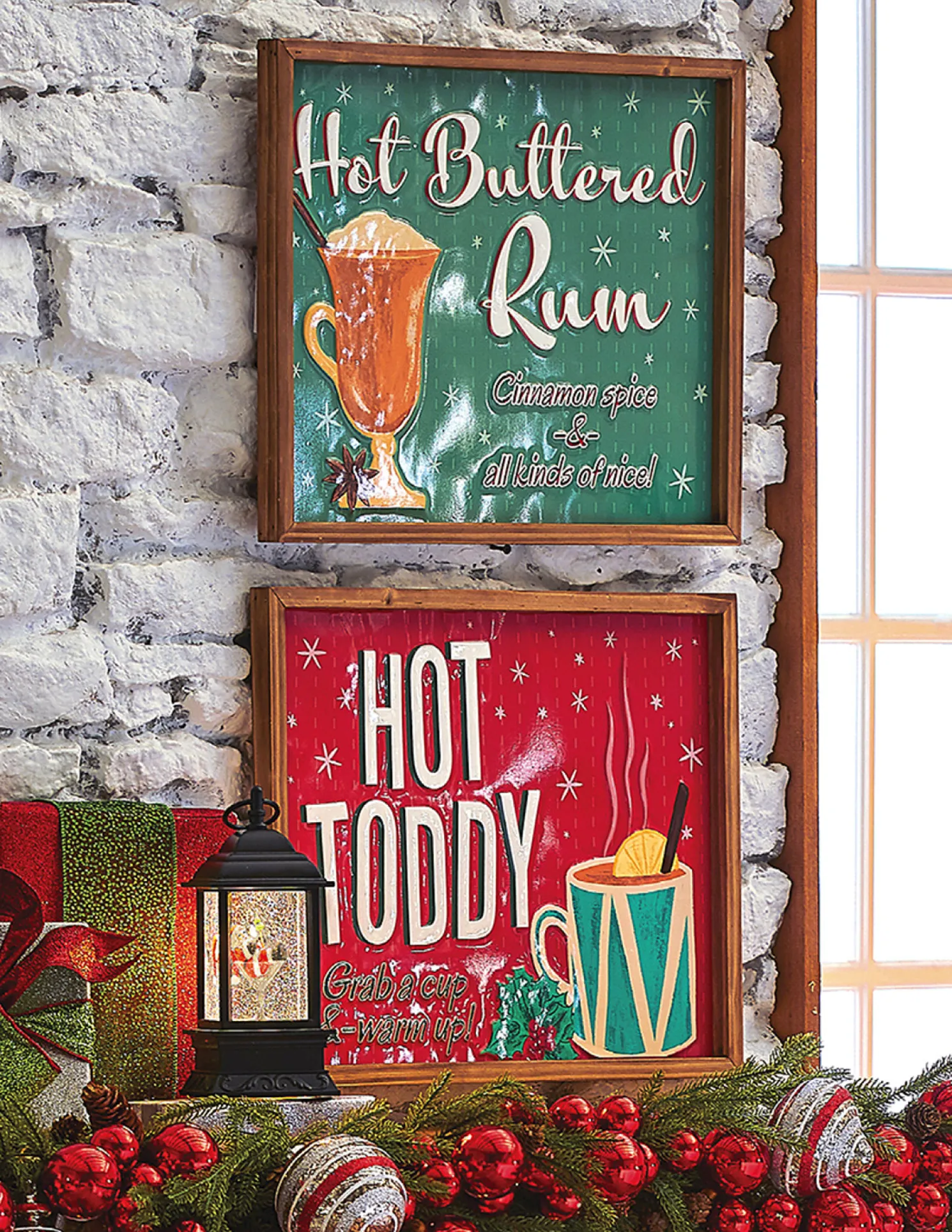 Raz 20" Hot Toddy and Buttered Rum Framed Metal Christmas Sign 4136300