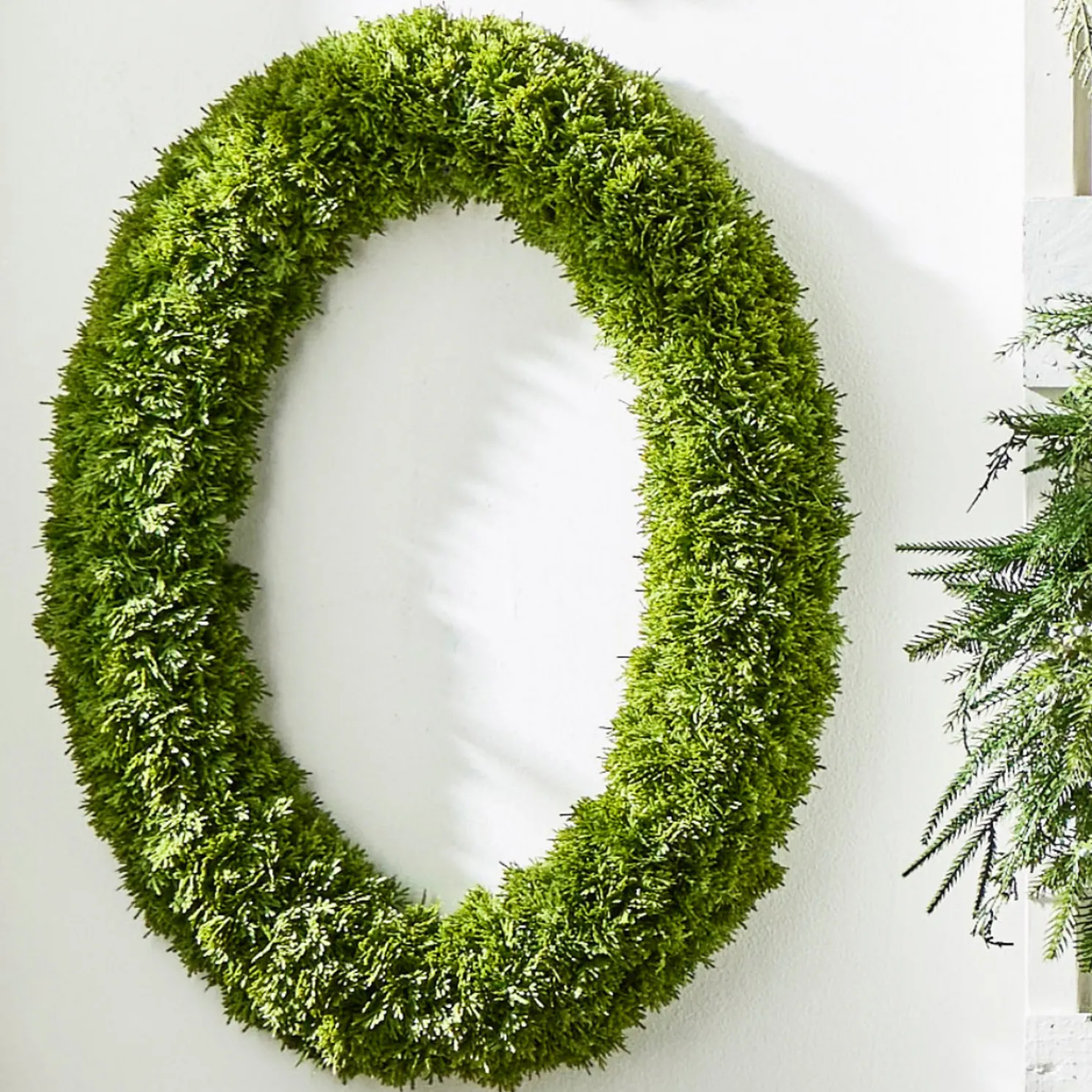 Raz 30.5" Iced Oval Cedar Real Feel Christmas Wreath W4422751