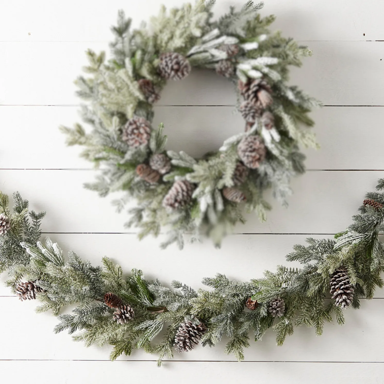 Raz 5.5' Iced Pinecone and Greenery Christmas Garland G4511628
