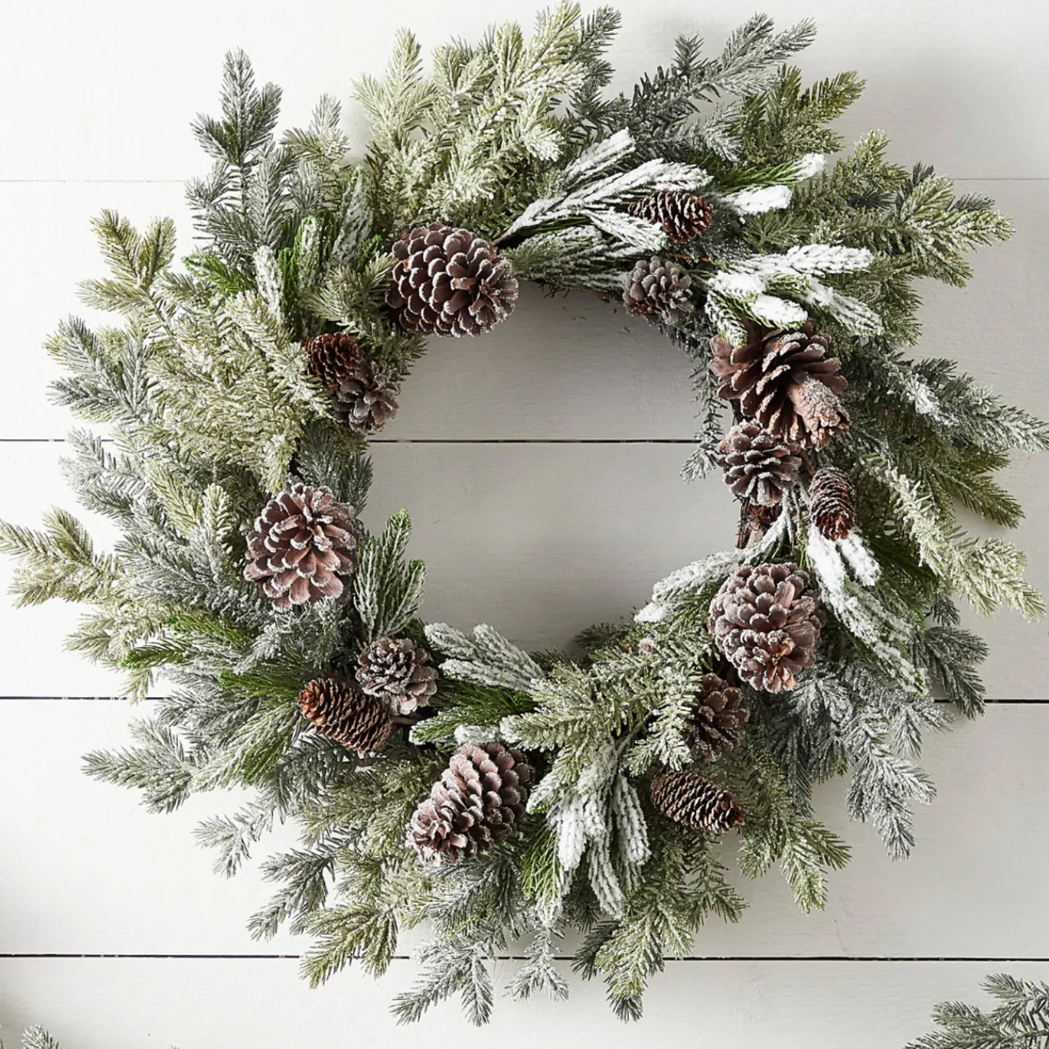 Raz 28" Iced Pinecone and Greenery Christmas Wreath W4511629