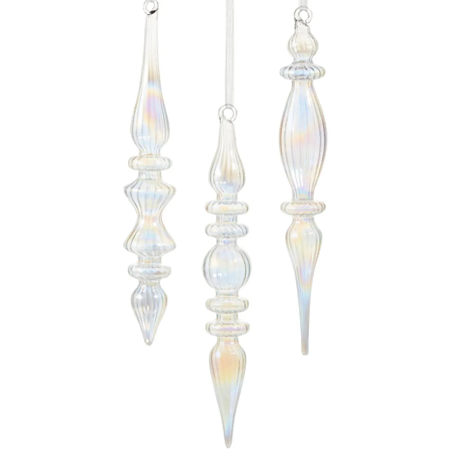 Raz 10.75" Iridescent Finial Glass Christmas Ornament 4524579