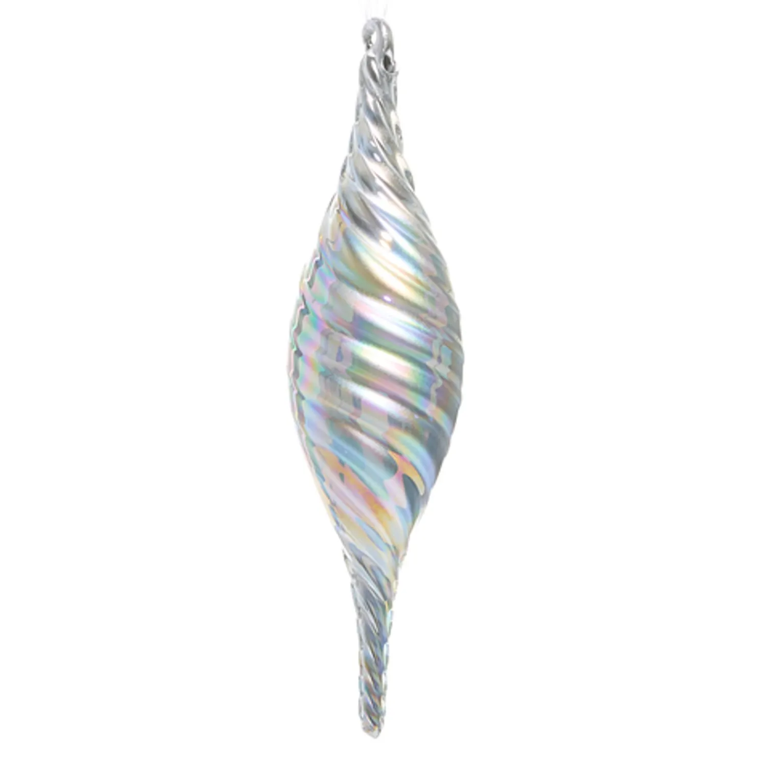 Raz 9.5" Iridescent Silver Swirl Finial Glass Christmas Ornament 4524637