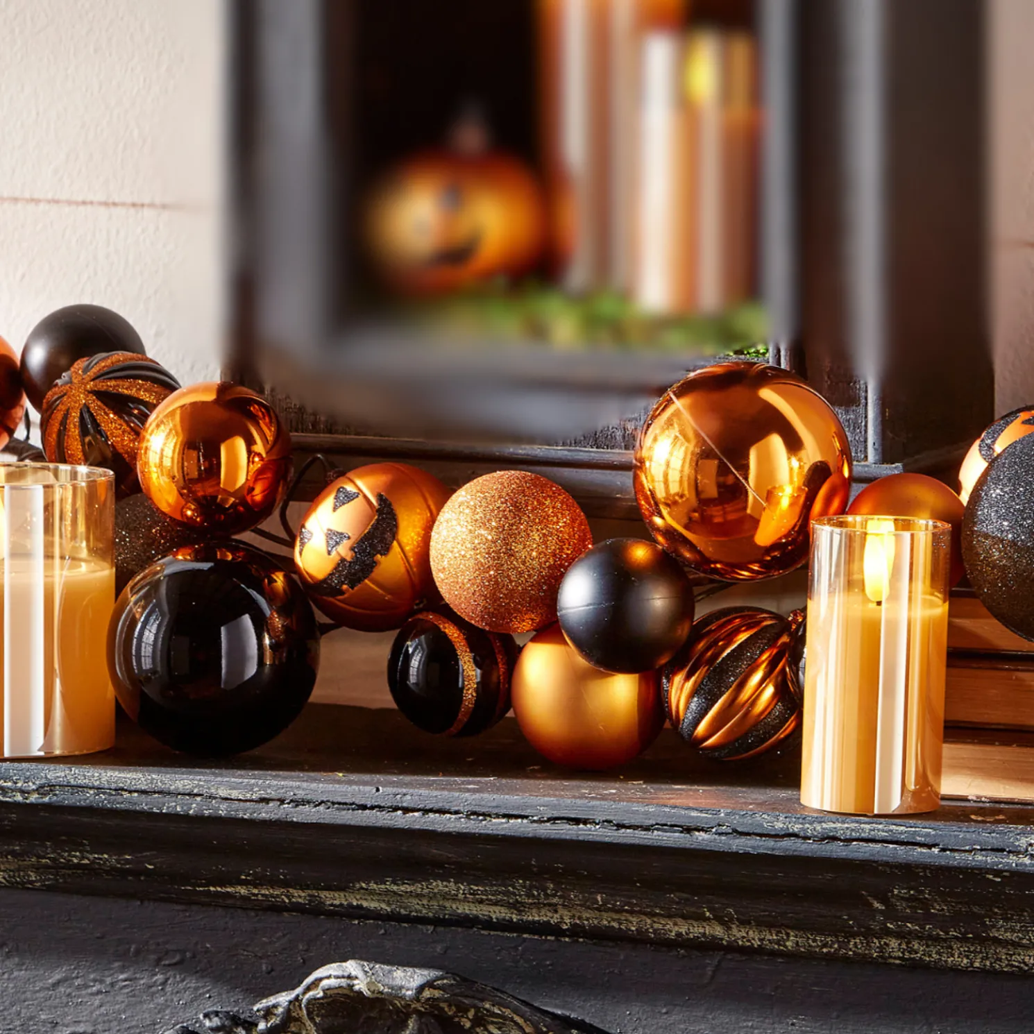 Raz 6' Jack O Lantern and Ball Halloween Garland G4432714