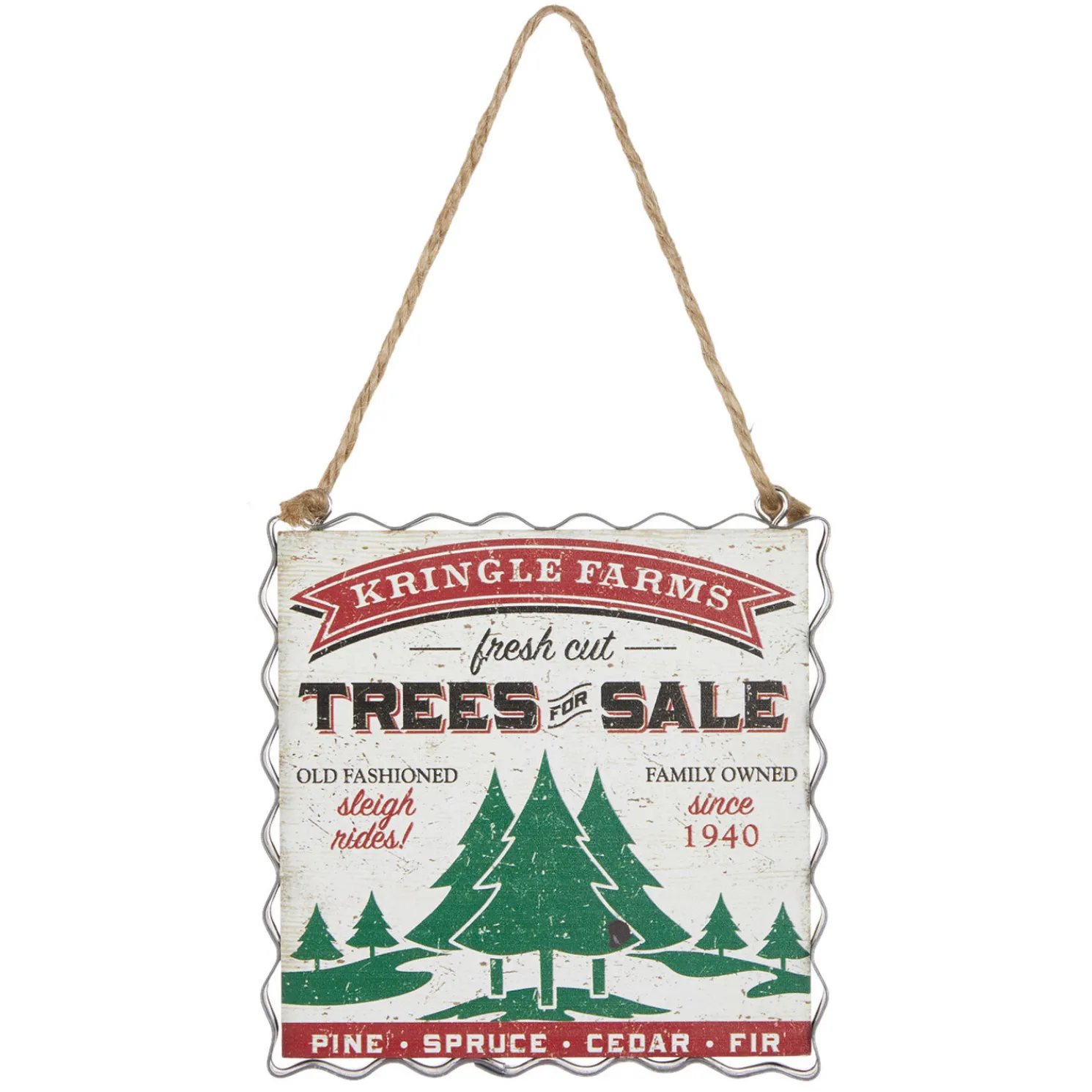 Raz 4.25" Kringle Farms Christmas Sign Ornament 4116157