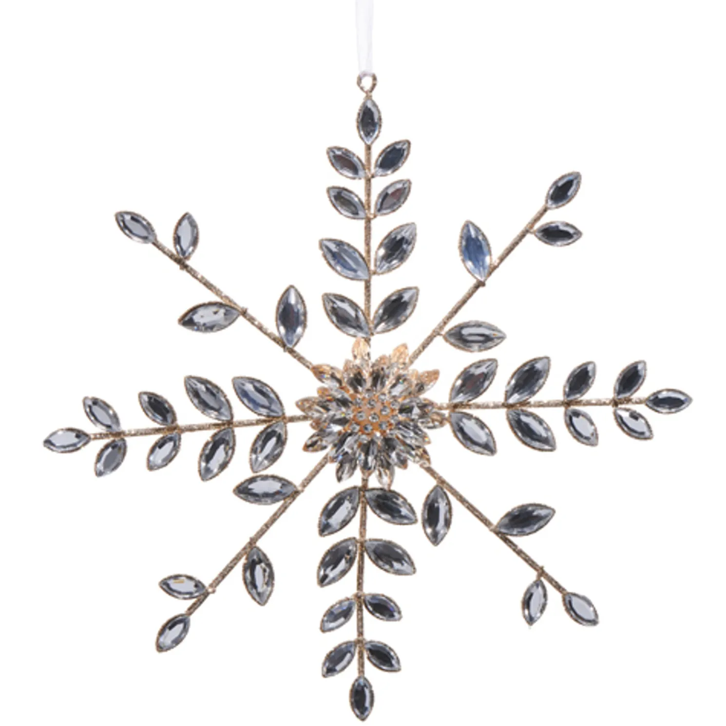 Raz 8.5" Large Clear Jewel and Brooch Snowflake Christmas Ornament 4513587