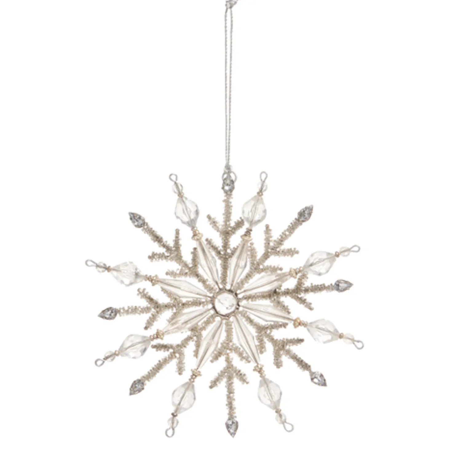 Raz 7.5" Large Jeweled Silver Snowflake Christmas Ornament 4403602