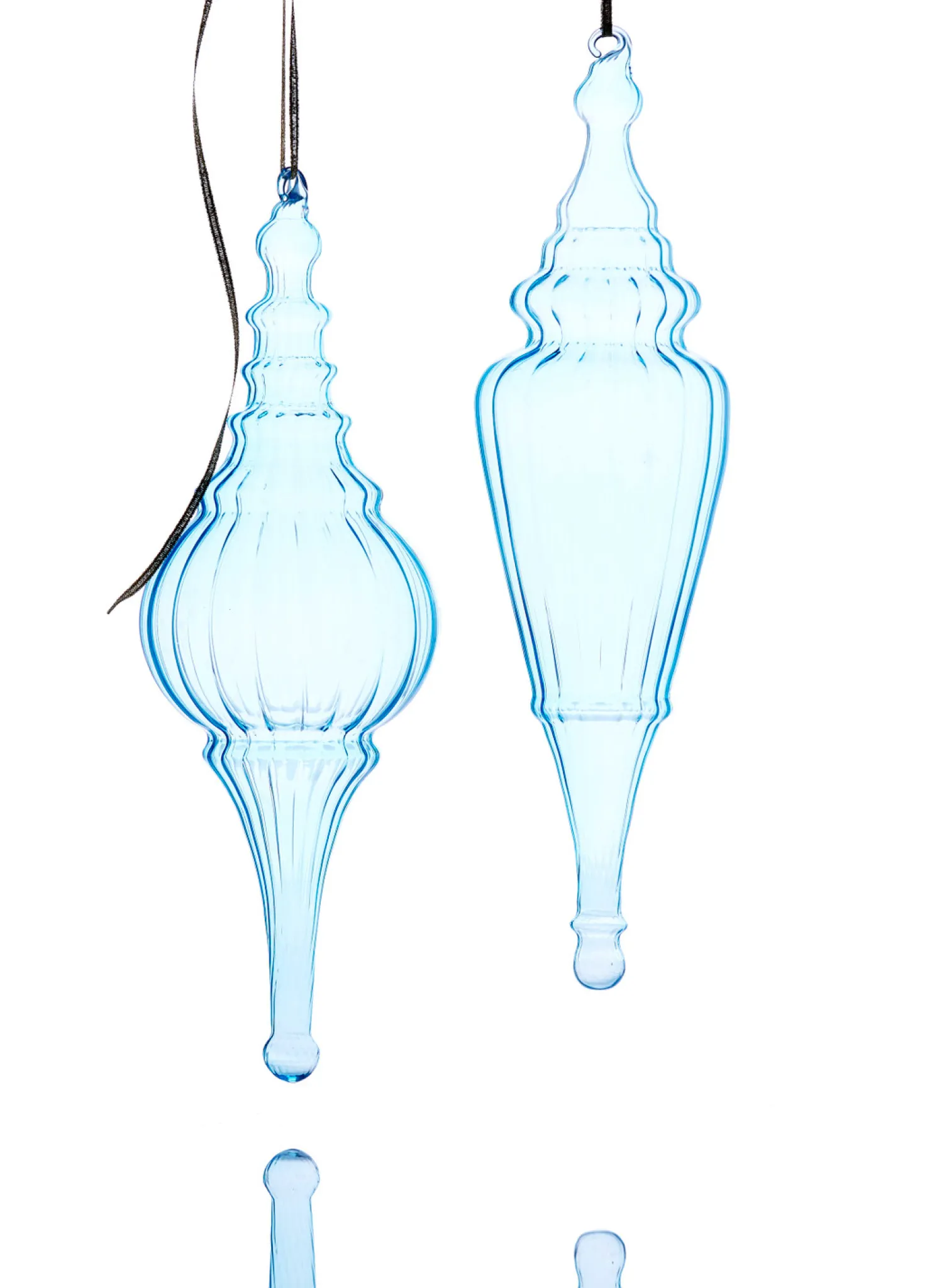 Raz 15.5" Large Light Blue Finial Glass Christmas Ornament 4324620