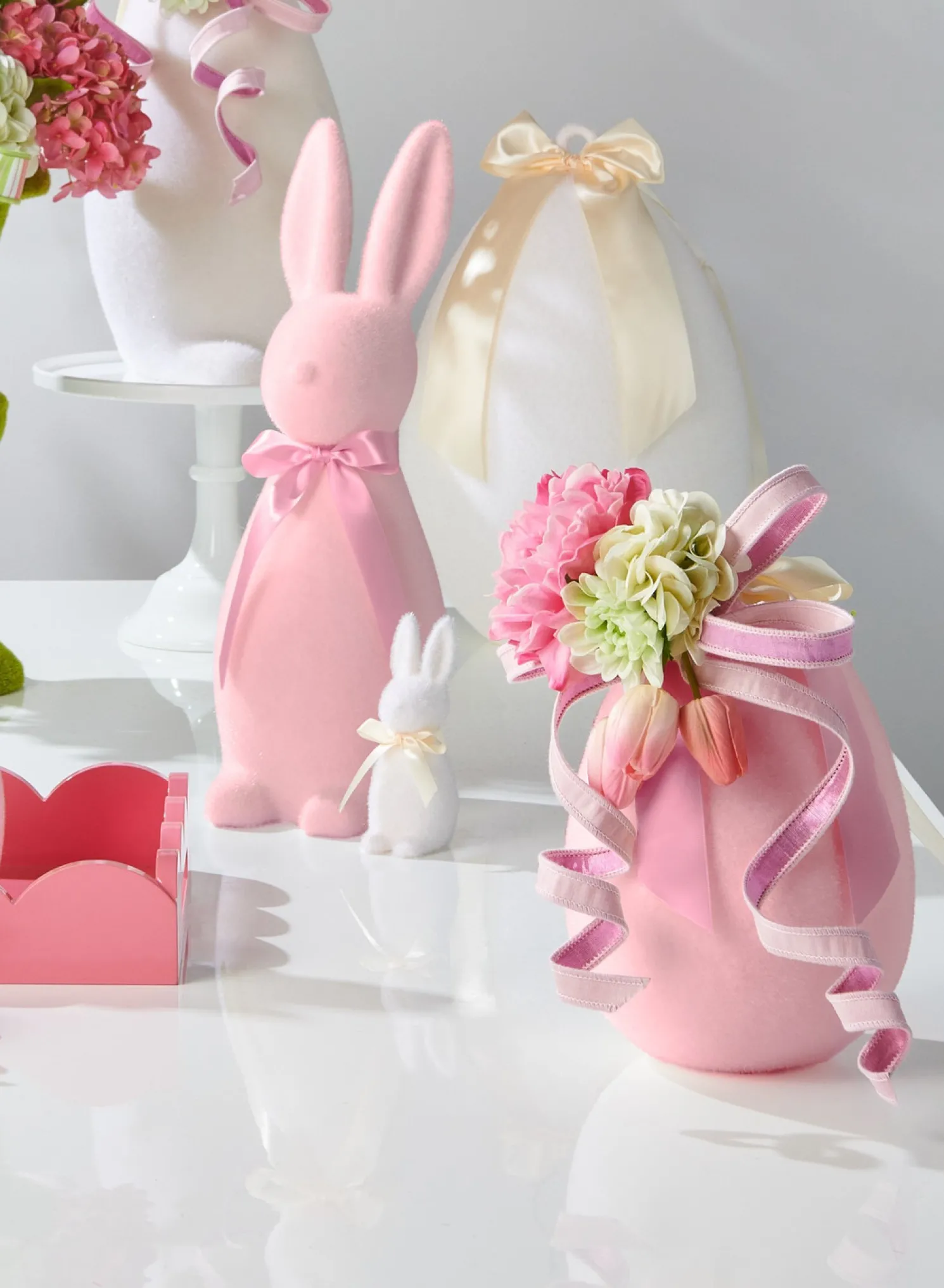 Raz 16" Large Pink or White Pale Flocked Hanging Egg Easter Decoration 4540803