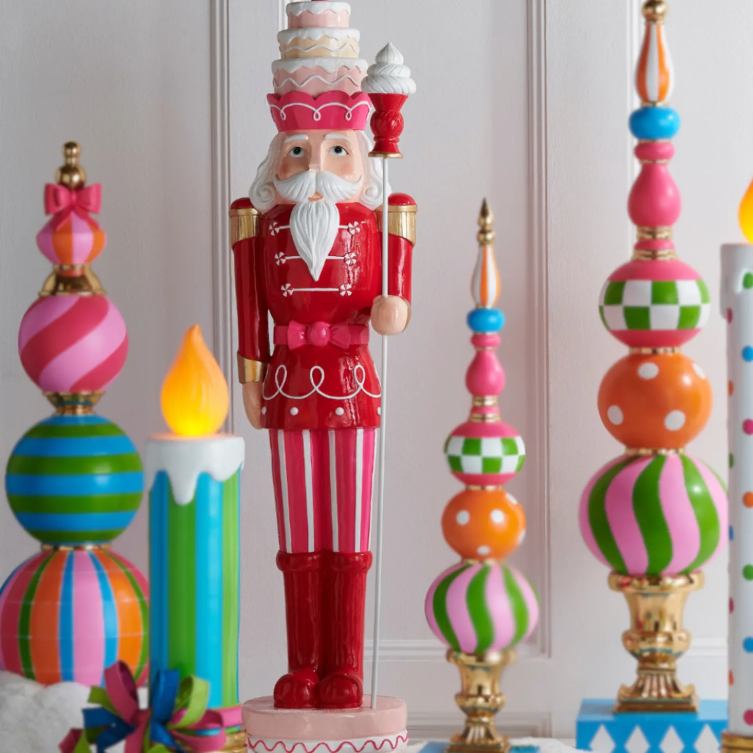 Raz 49.5" Large Red and Pink Nutcracker Christmas Figure Decoration 4511666
