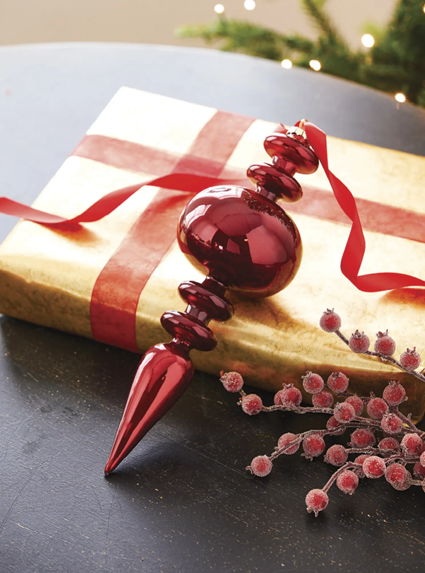 Raz 12.5" Large Red Finial Glass Christmas Ornament 4222885