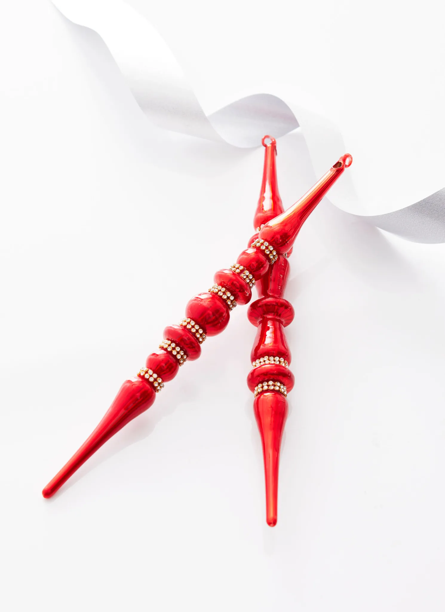 Raz 12" Large Red Jeweled Glass Finial Christmas Ornament 4324533