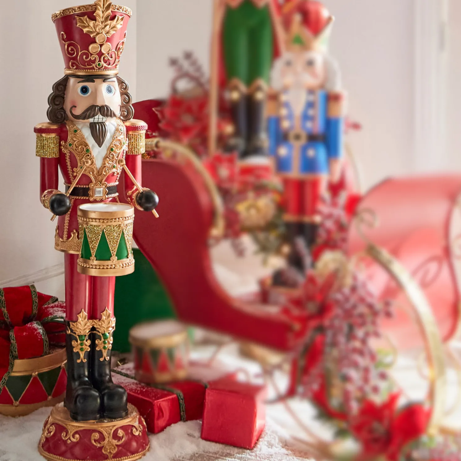 Raz 4' Large Standing Nutcracker Drummer Christmas Figure 4401626