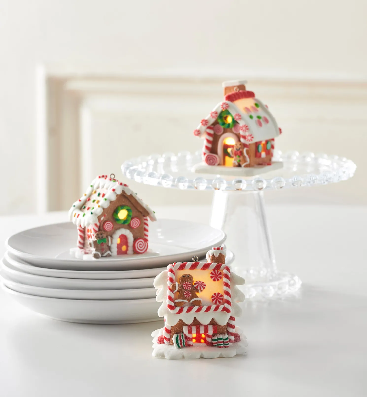 Raz 3.25" LED Lighted Claydough Gingerbread House Christmas Ornament 3815534
