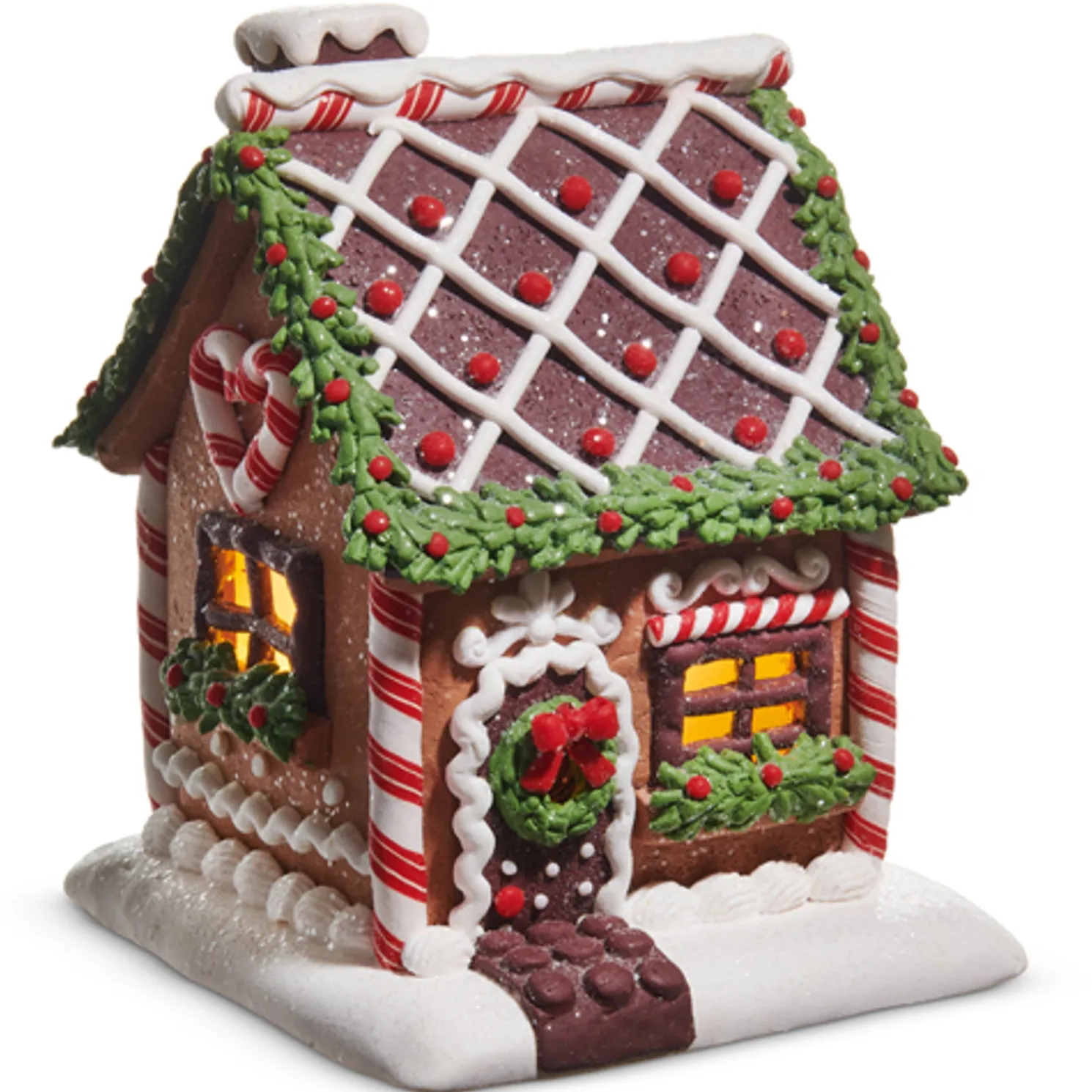 Raz 7" Lighted Chocolate Frosted Gingerbread House Christmas Decoration 4516668