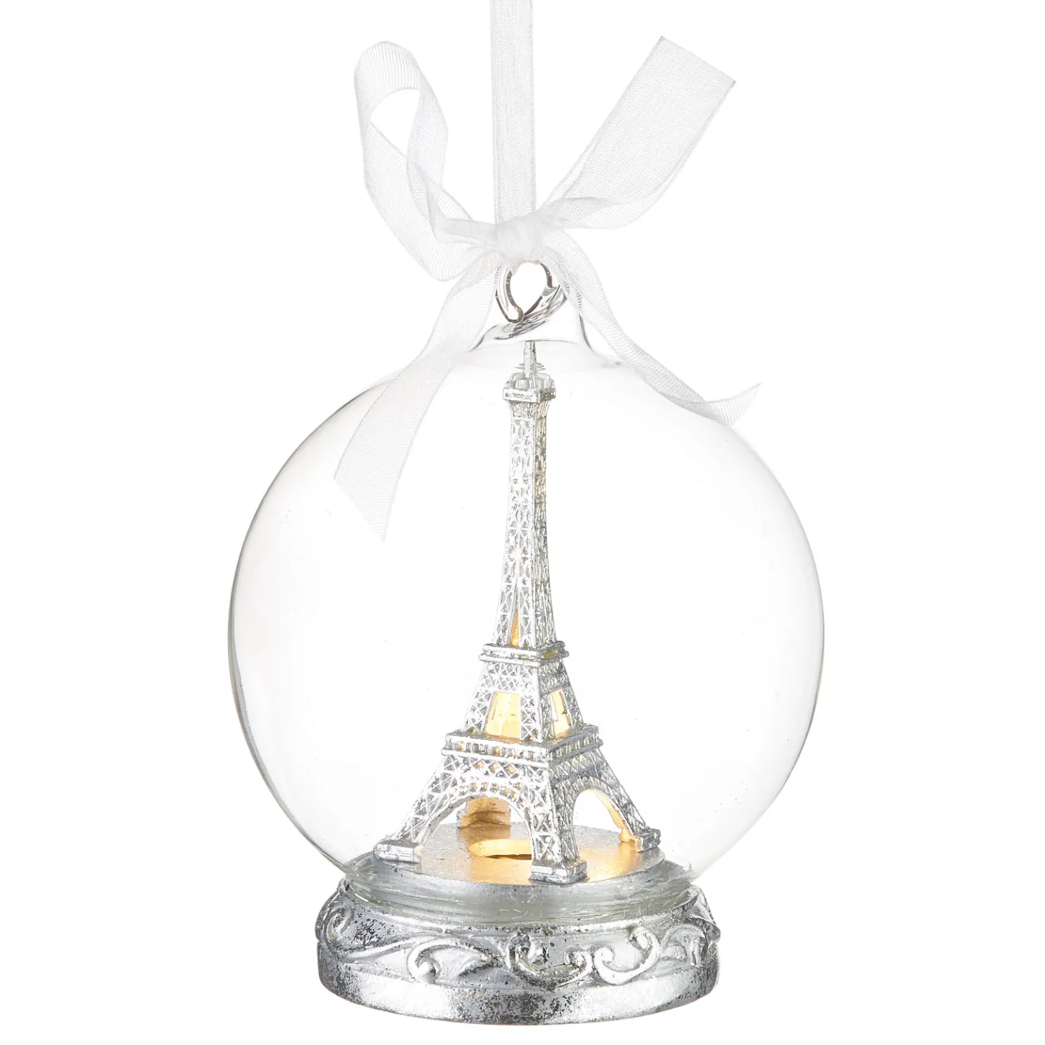 Raz 5" Lighted Eiffel Tower Globe Glass Christmas Ornament 4220019