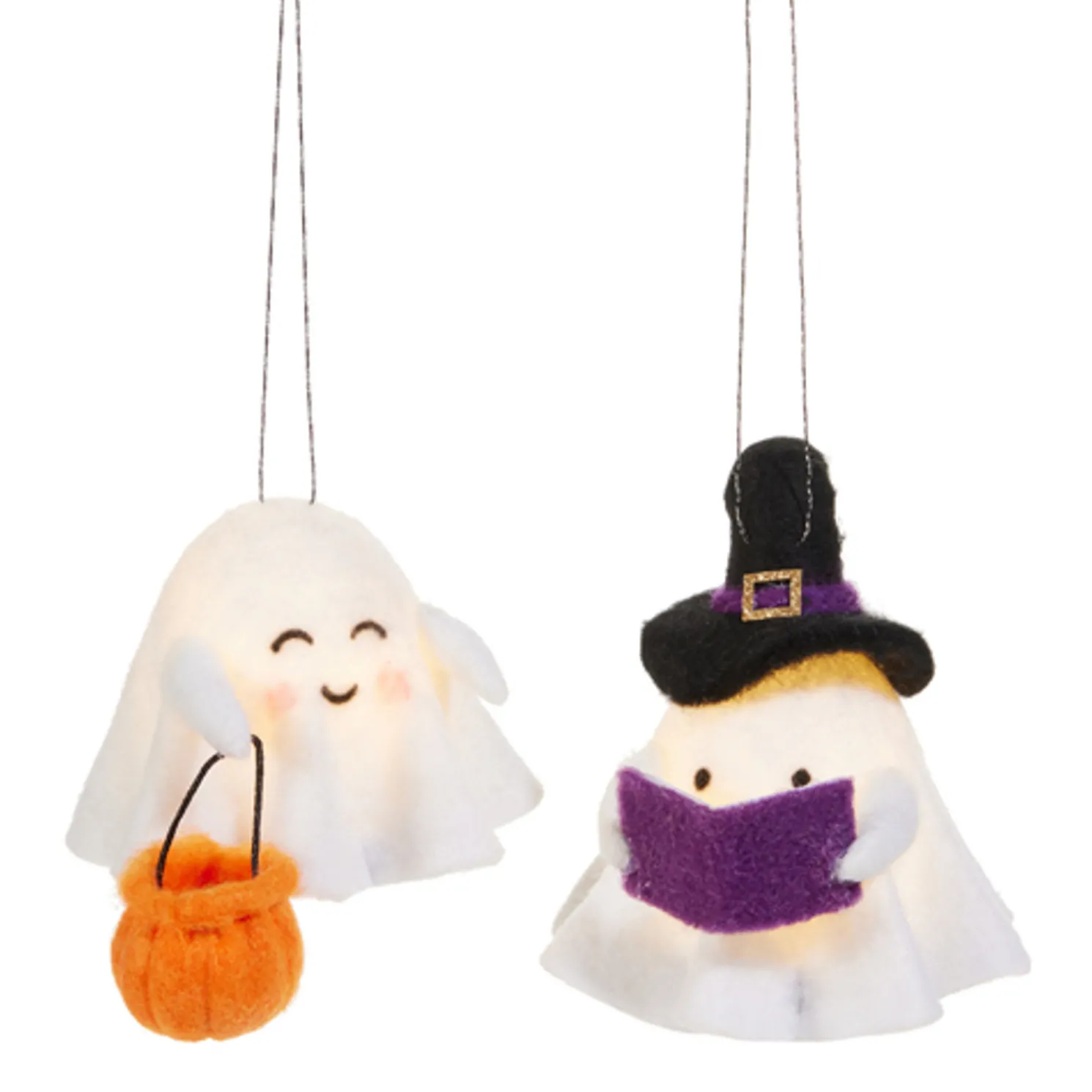 Raz 5.5" Lighted Felt Ghost Halloween Ornament 4539050