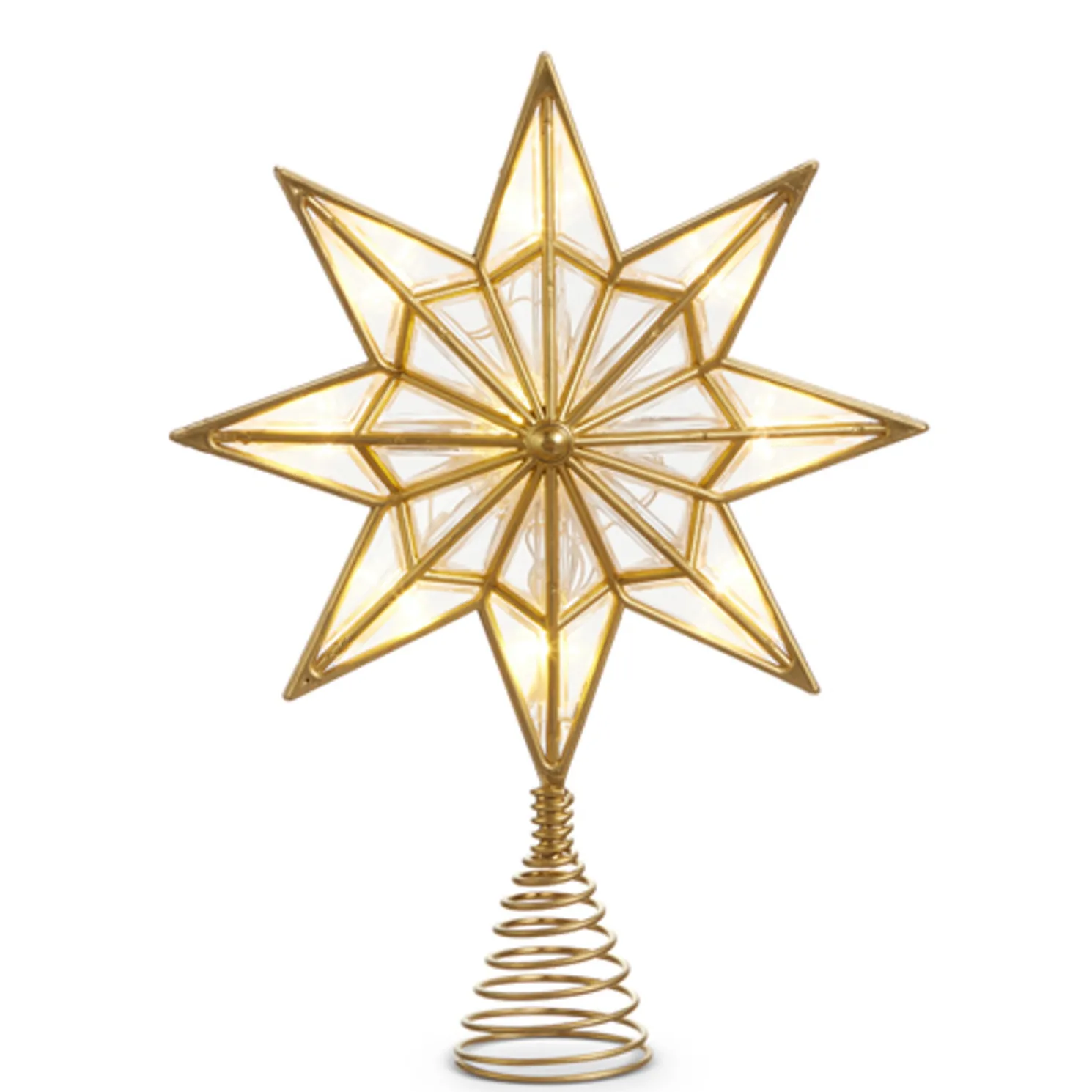 Raz 12.5" Lighted Gold Star Christmas Tree Topper Battery Operated 4416222