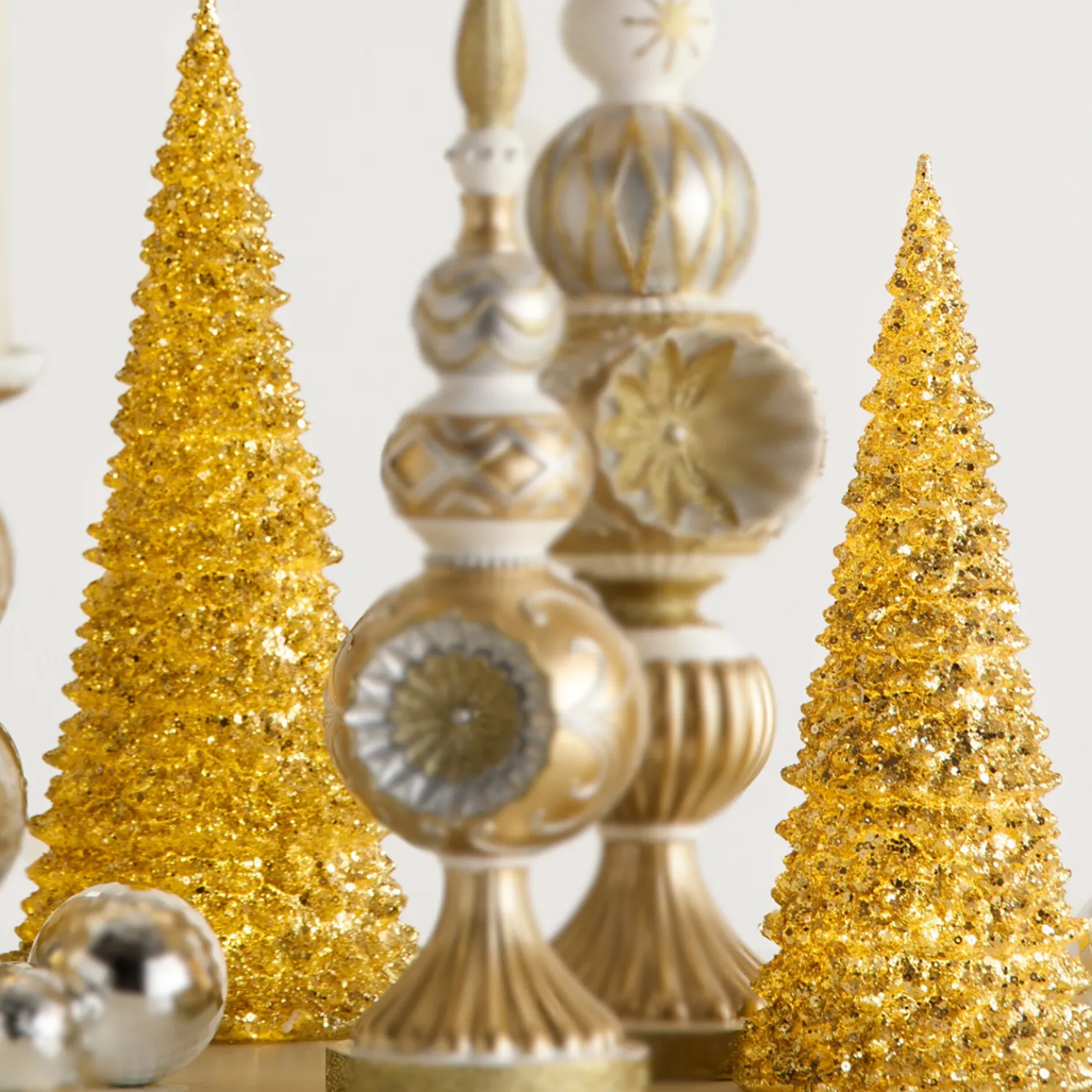 Raz 15.25" Lighted Gold Trees Christmas Decoration 4550519