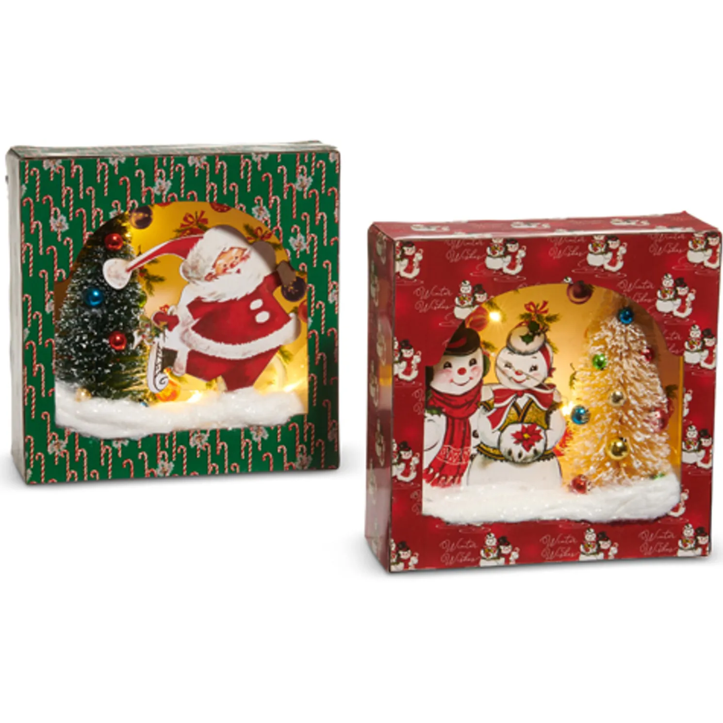 Raz 6.25" Lighted Magic of Christmas Shadow Ornament Box Christmas Decoration 4519125