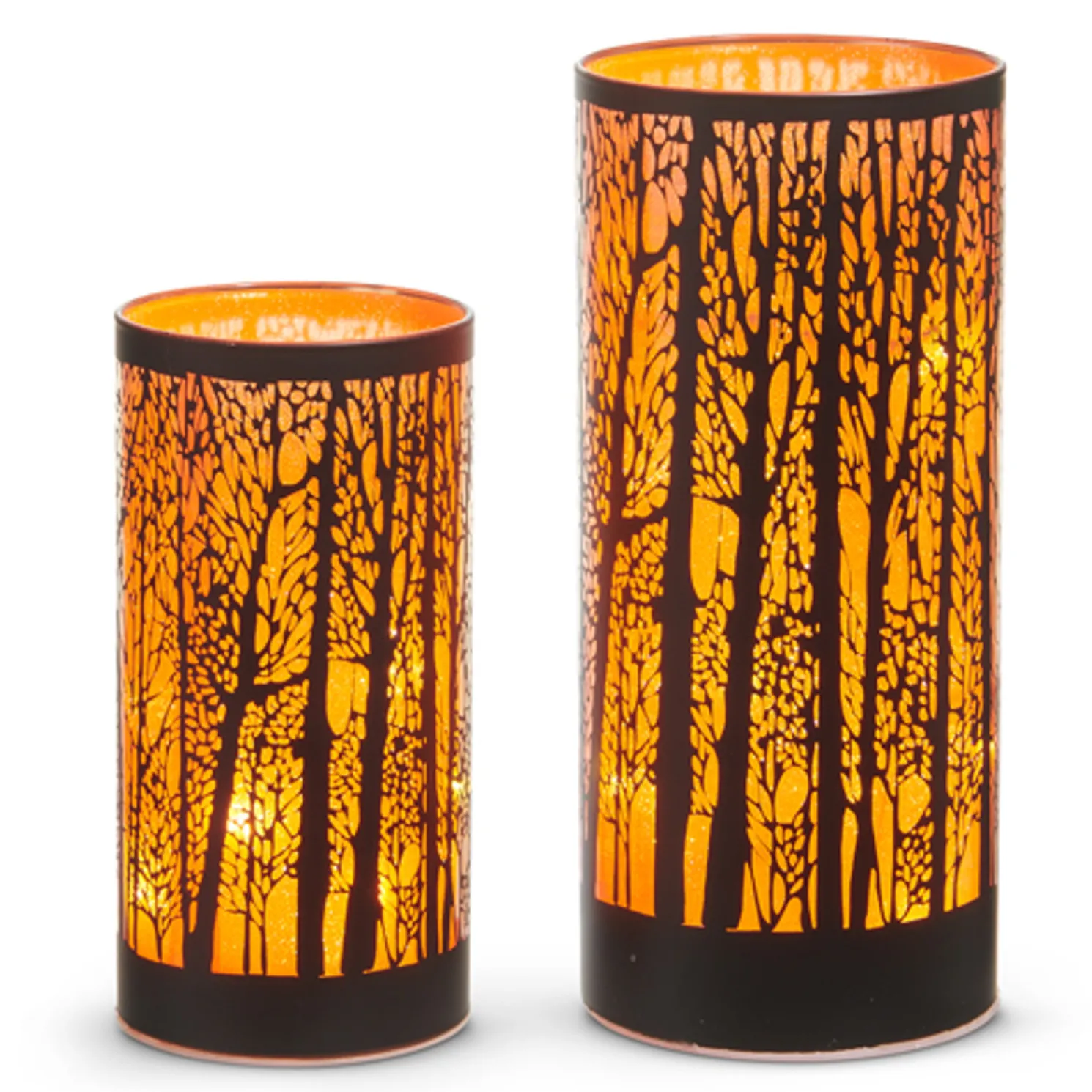 Raz 8" Lighted Orange Spooky Tree Halloween Lantern Set 4550179