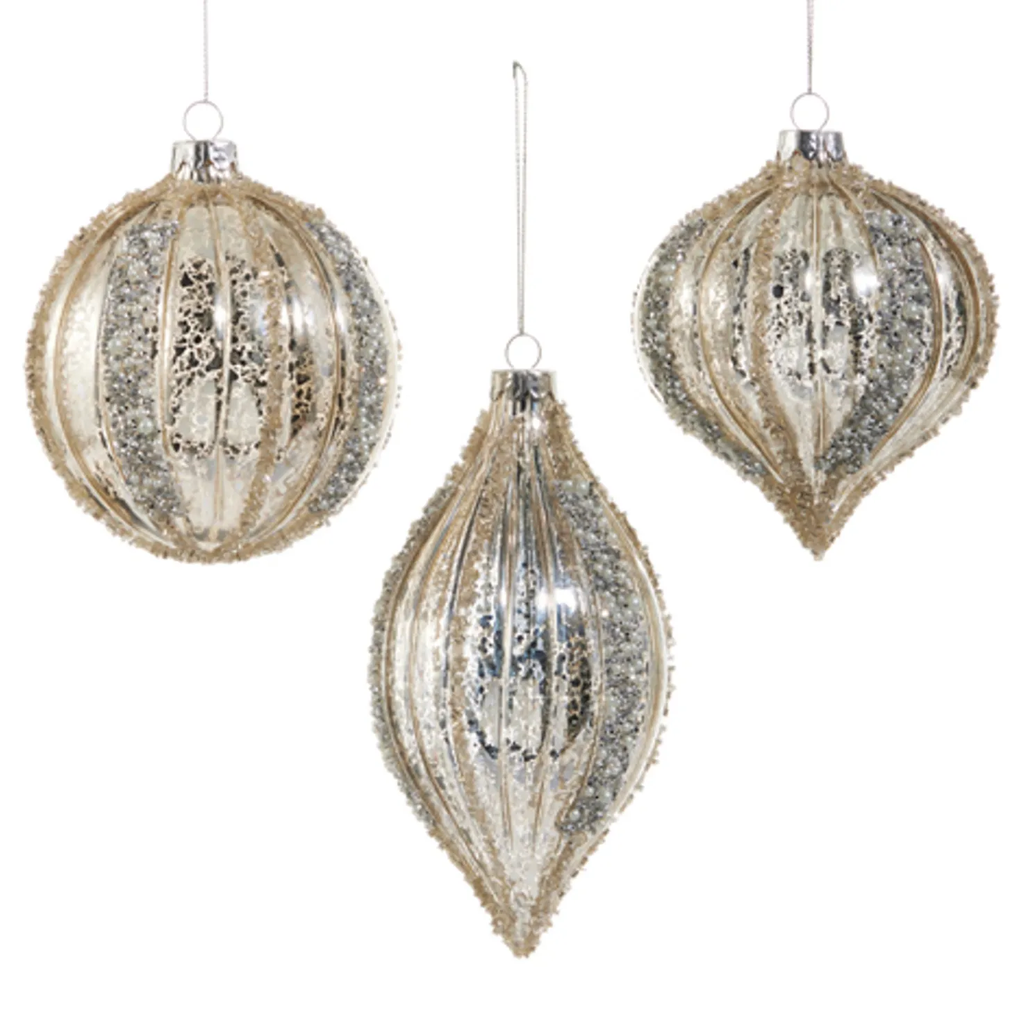 Raz 4" Mercury Glass Christmas Ornament 4523155