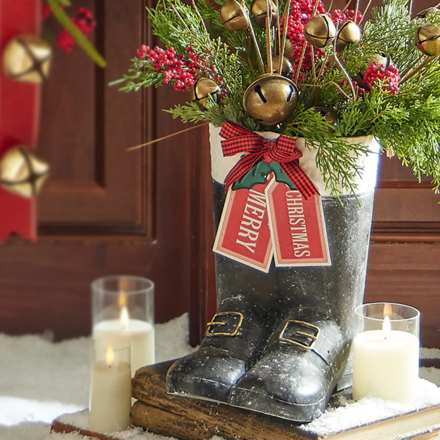 Raz 11.5" Merry Christmas Santa Boot Container Christmas Decoration 4312337