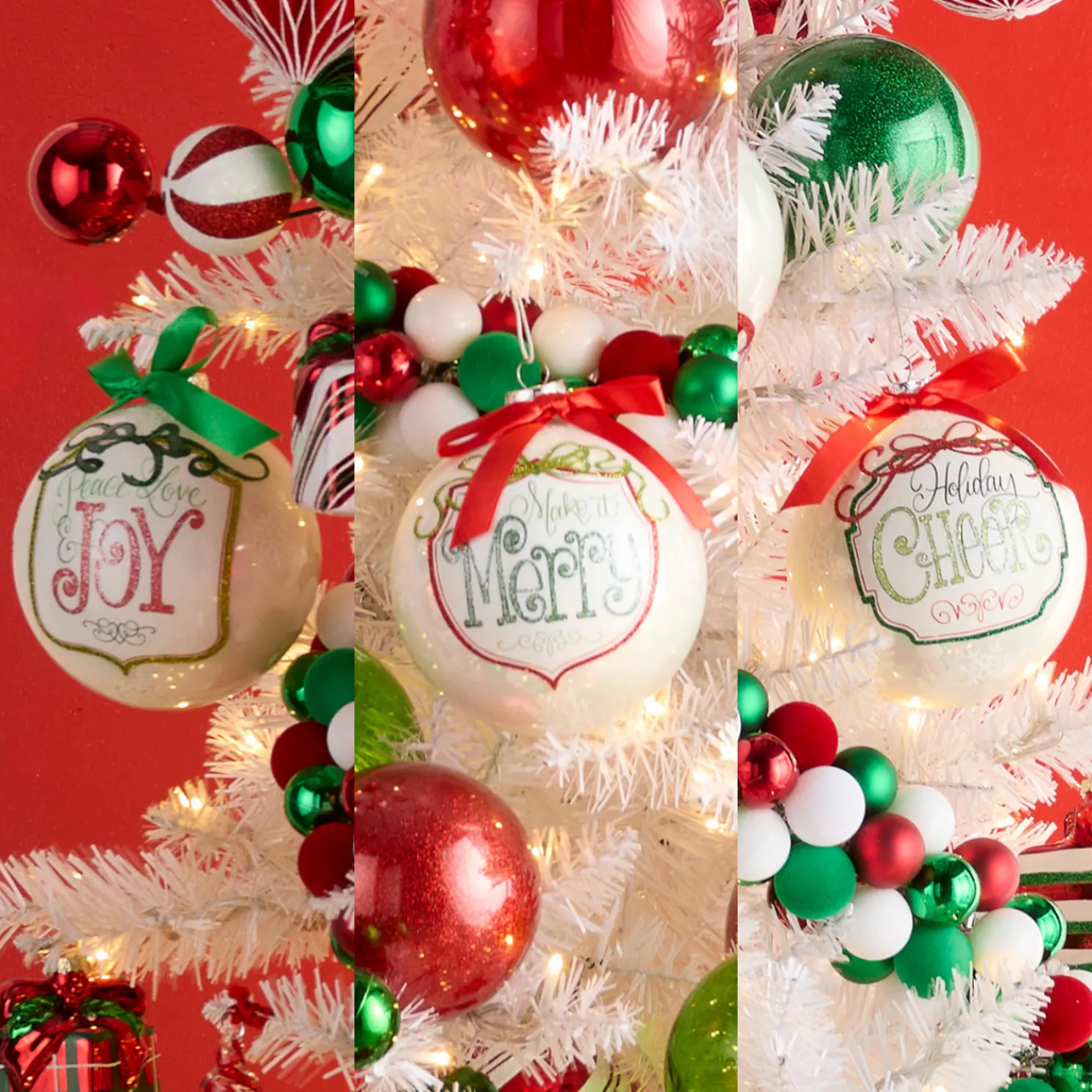 Raz 5" Merry Shield Ball Glass Christmas Ornament Set of 3 4524614