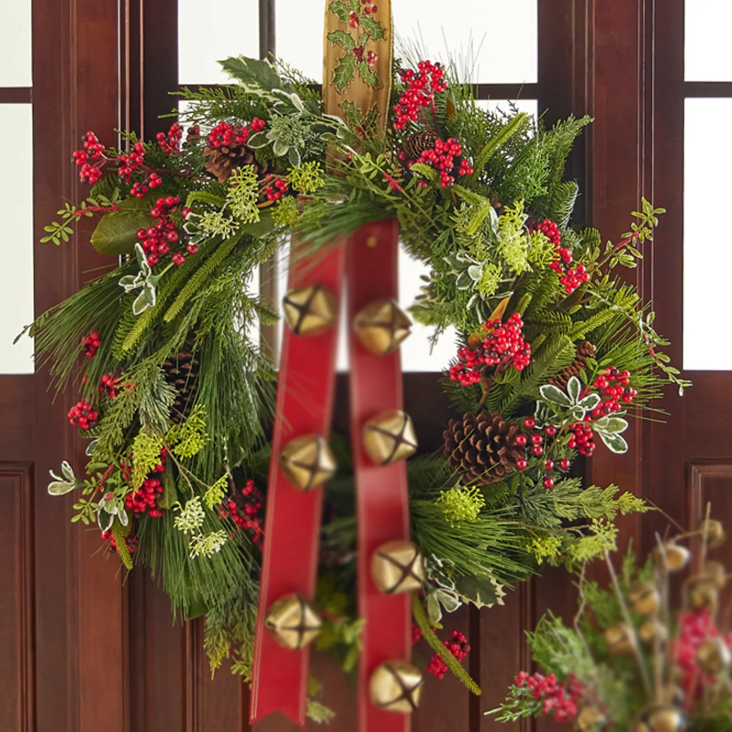 Raz 30" Mixed Greenery with Pinecone and Berry Wreath W4111581