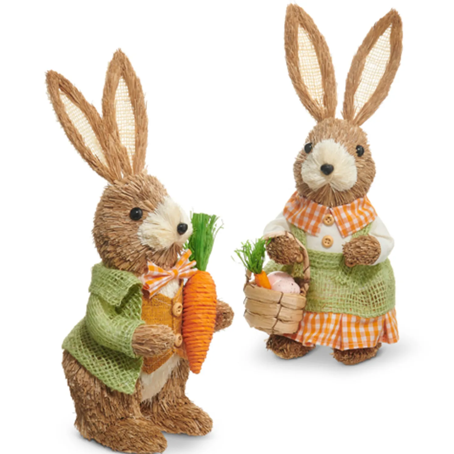 Raz 11" Mr. and Mrs. Carrot Patch Bunny Easter Figure Set of 2 4403414