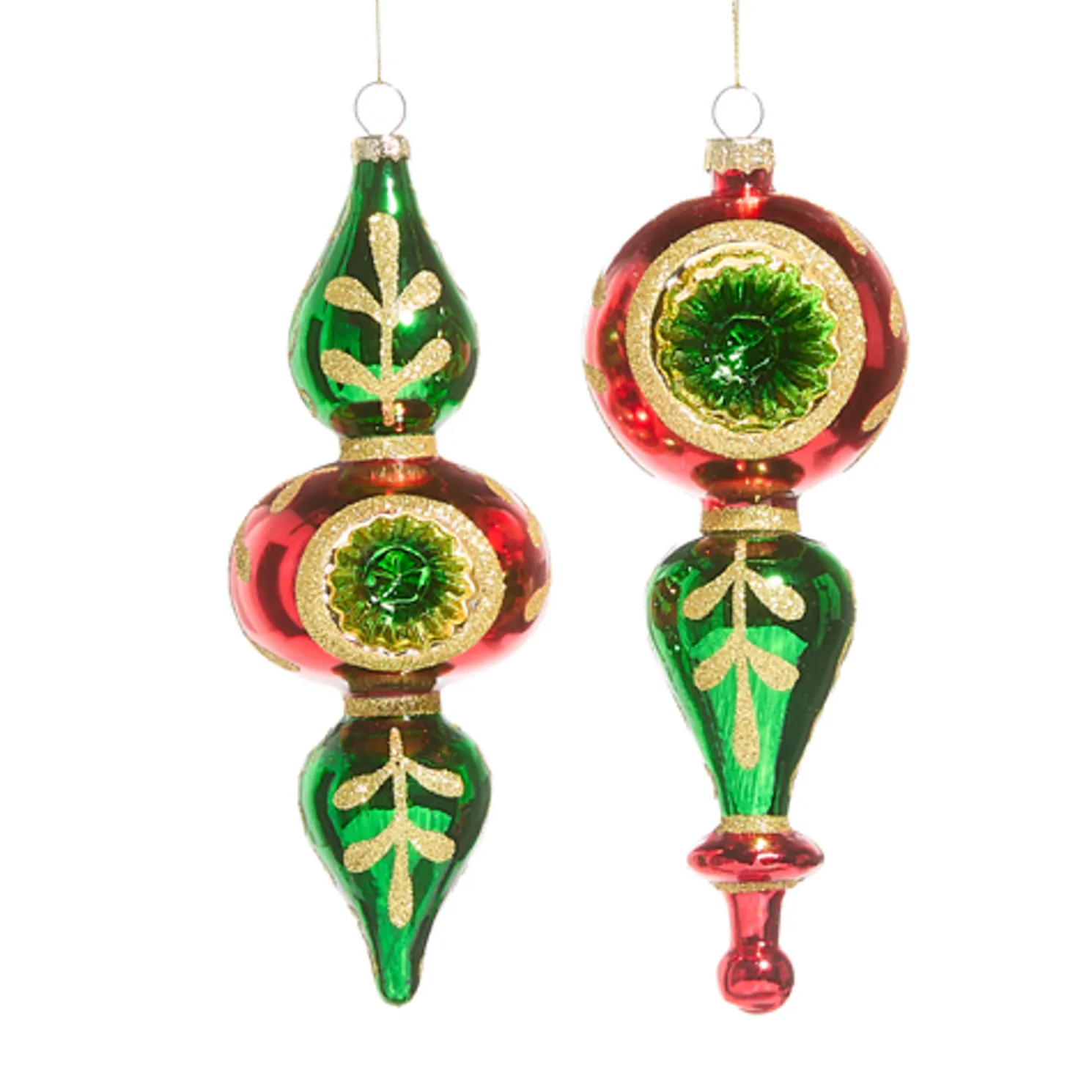 Raz 7.25" Multicolor Finial Glass Christmas Ornament 4525044