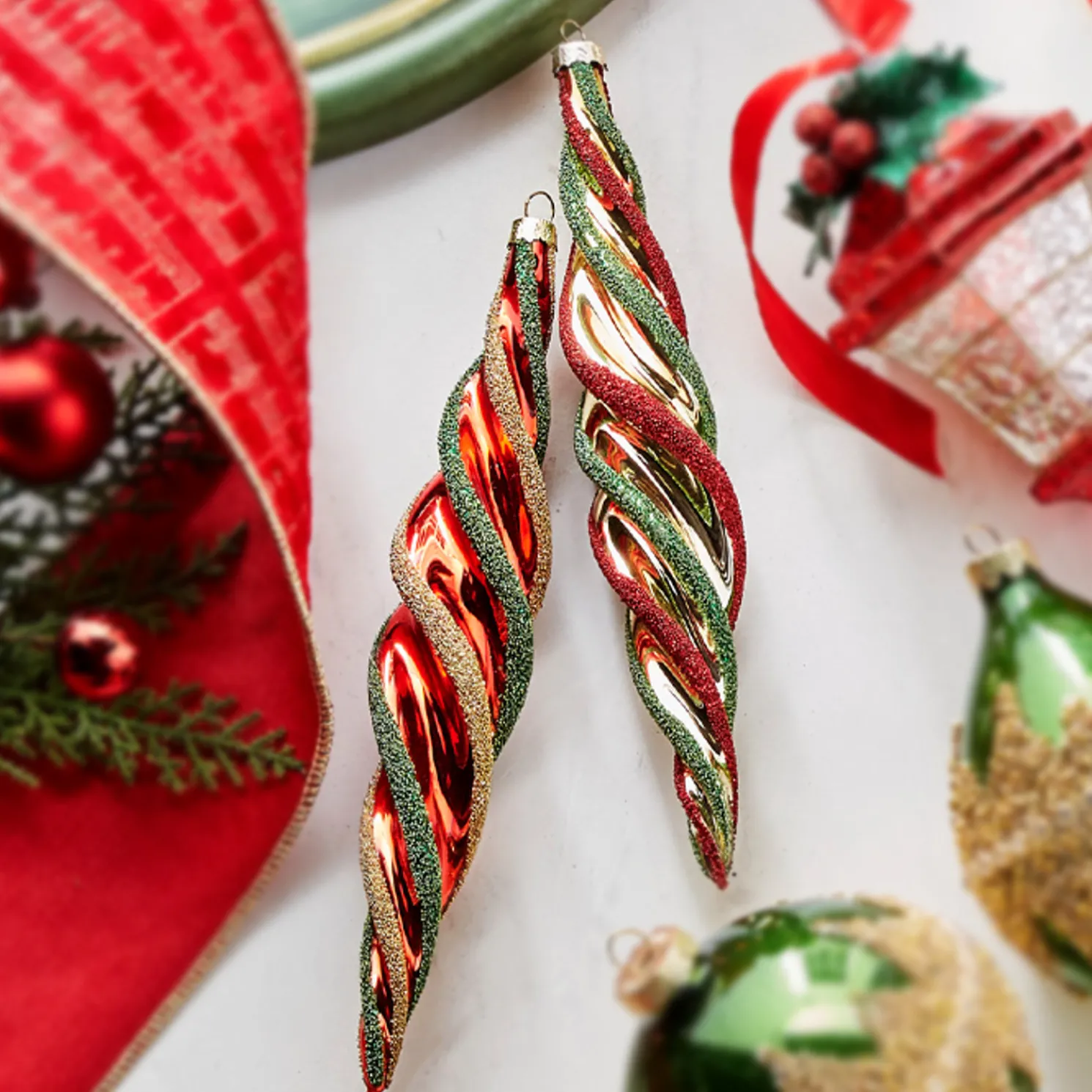 Raz 9.5" Multicolor Swirl Glass Christmas Ornament 4322847