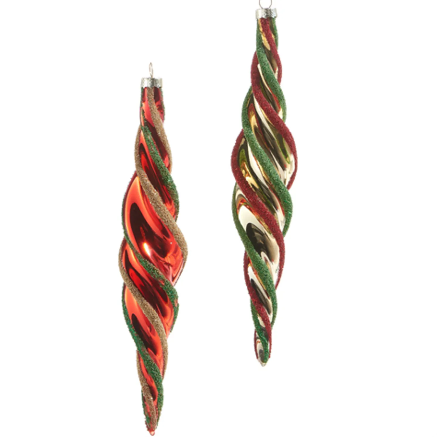 Raz 9.5" Multicolor Swirl Glass Christmas Ornament 4322847